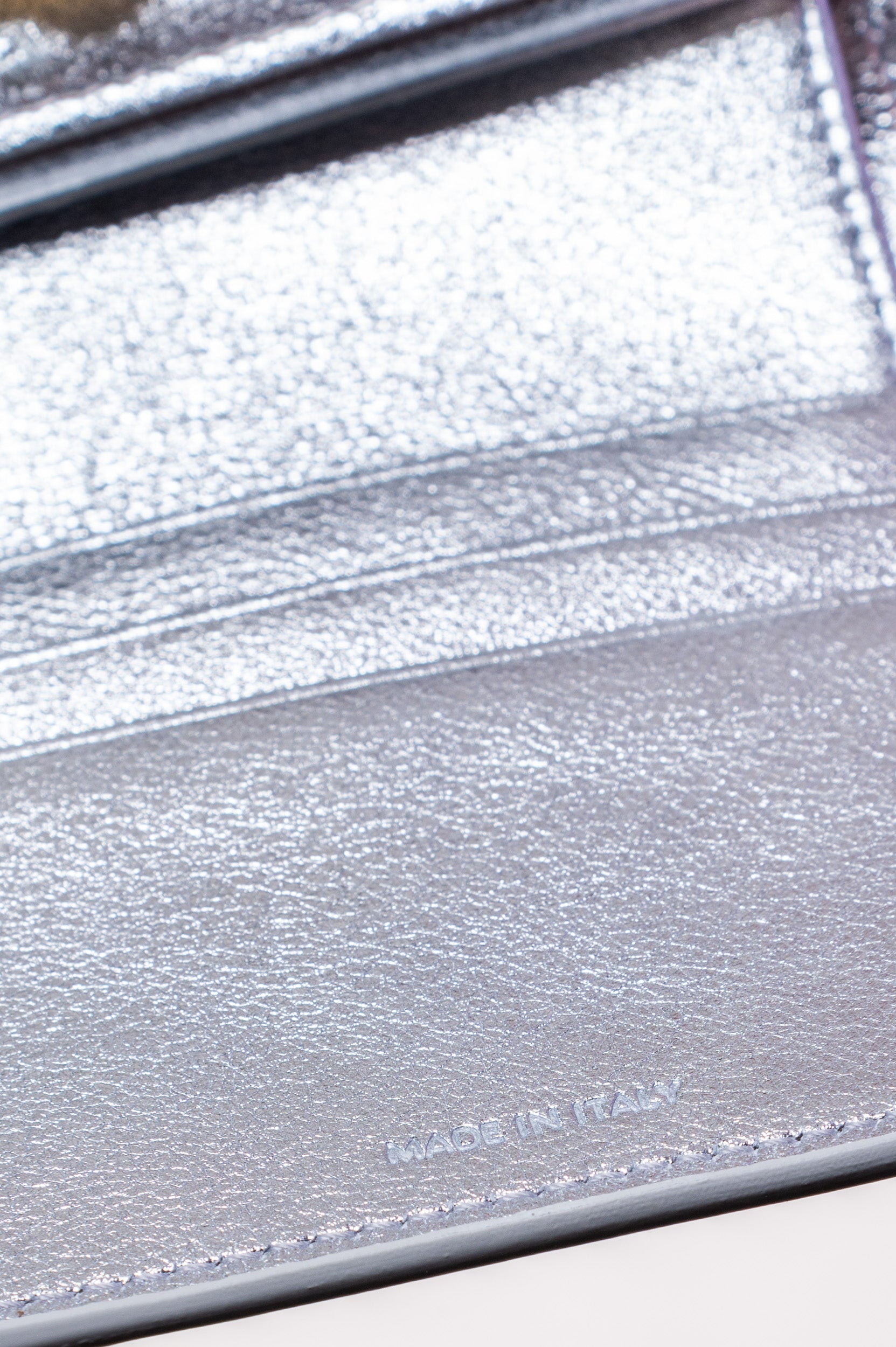 Silver Metallic Calfksin Small Triomphe Trifold Wallet