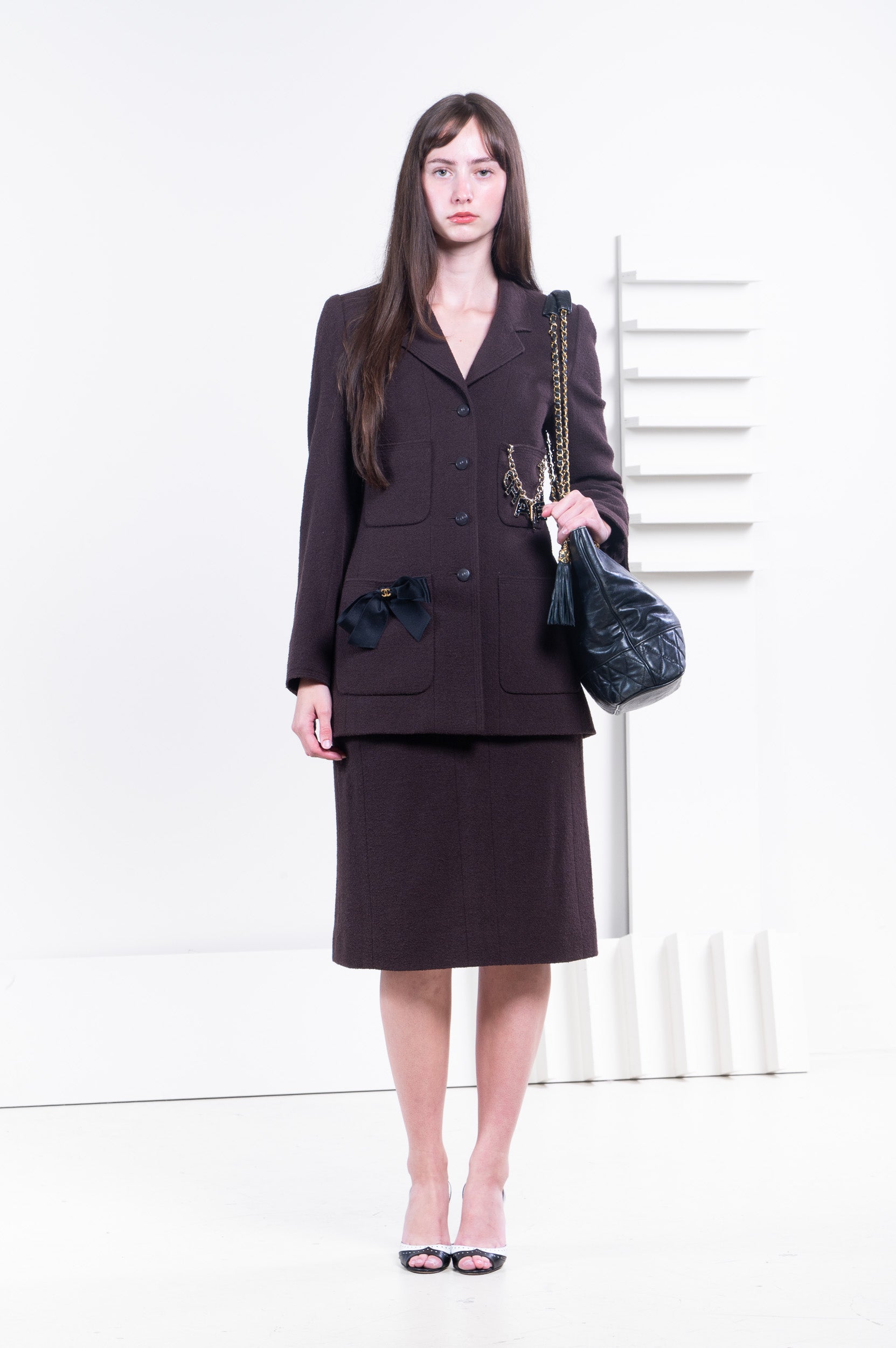 Vintage Brown Jacket and Skirt Set