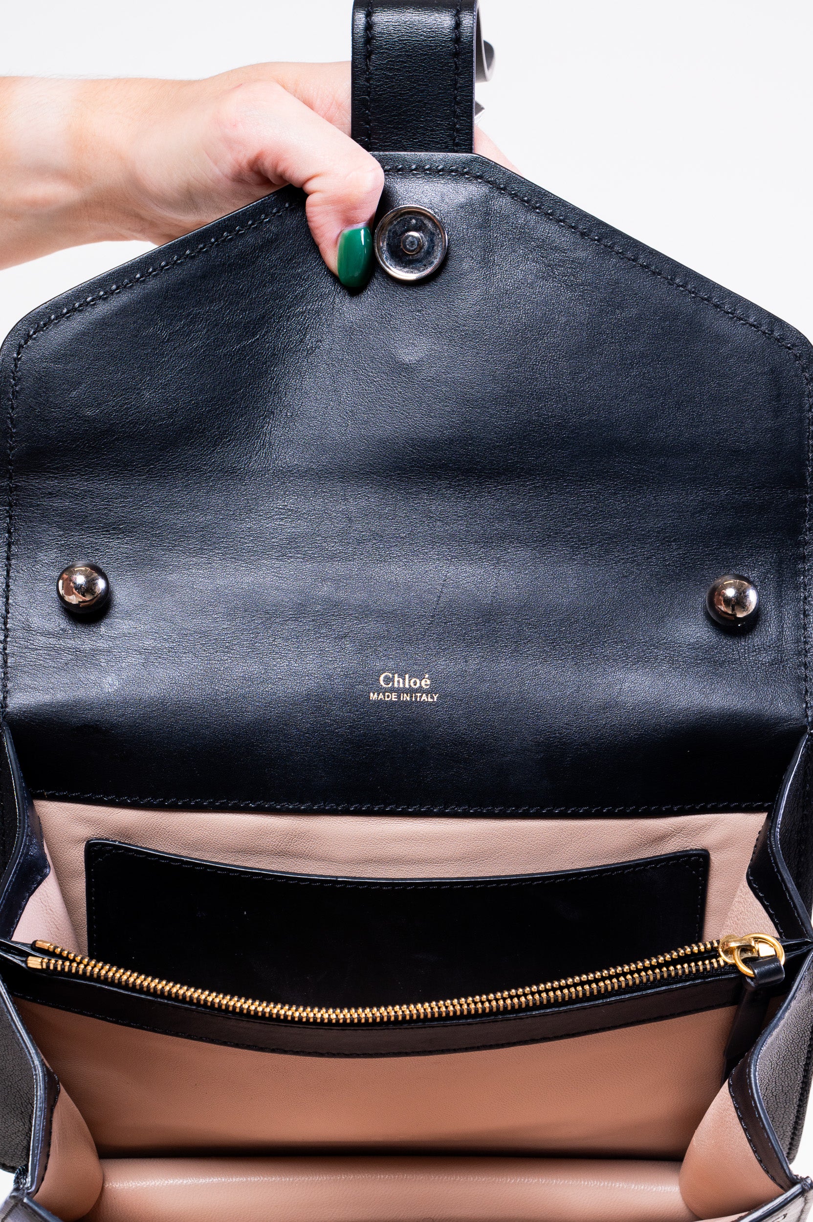Black Leather Aby Chain Shoulder Bag