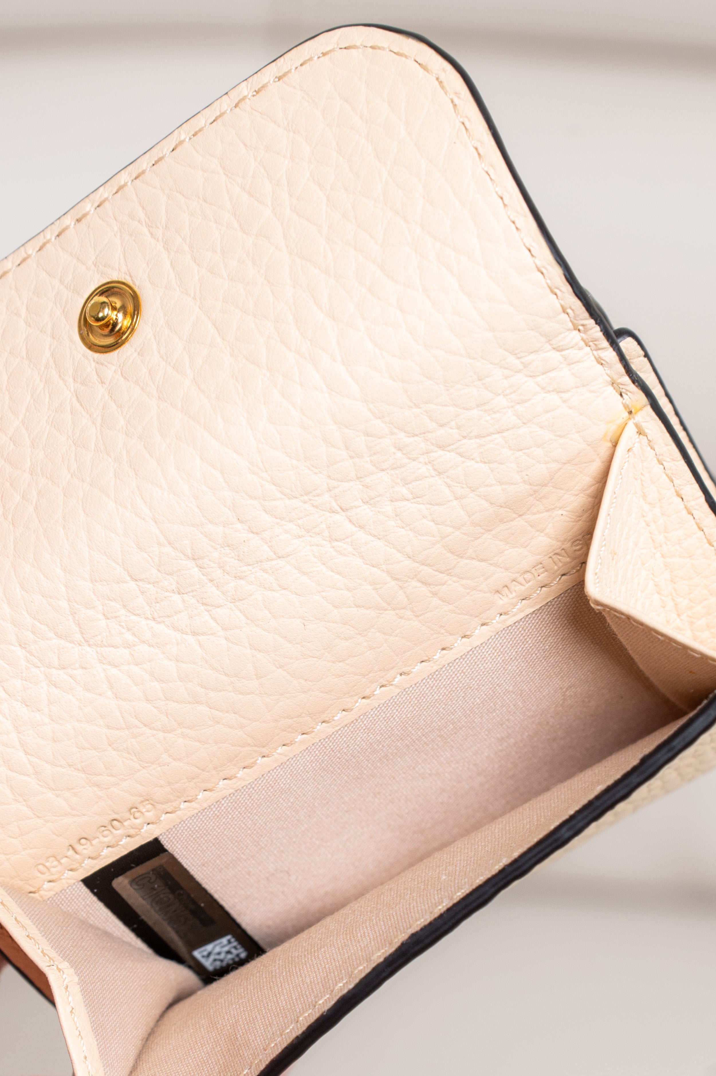 Beige Alphabet Small Compact Tri-Fold Wallet