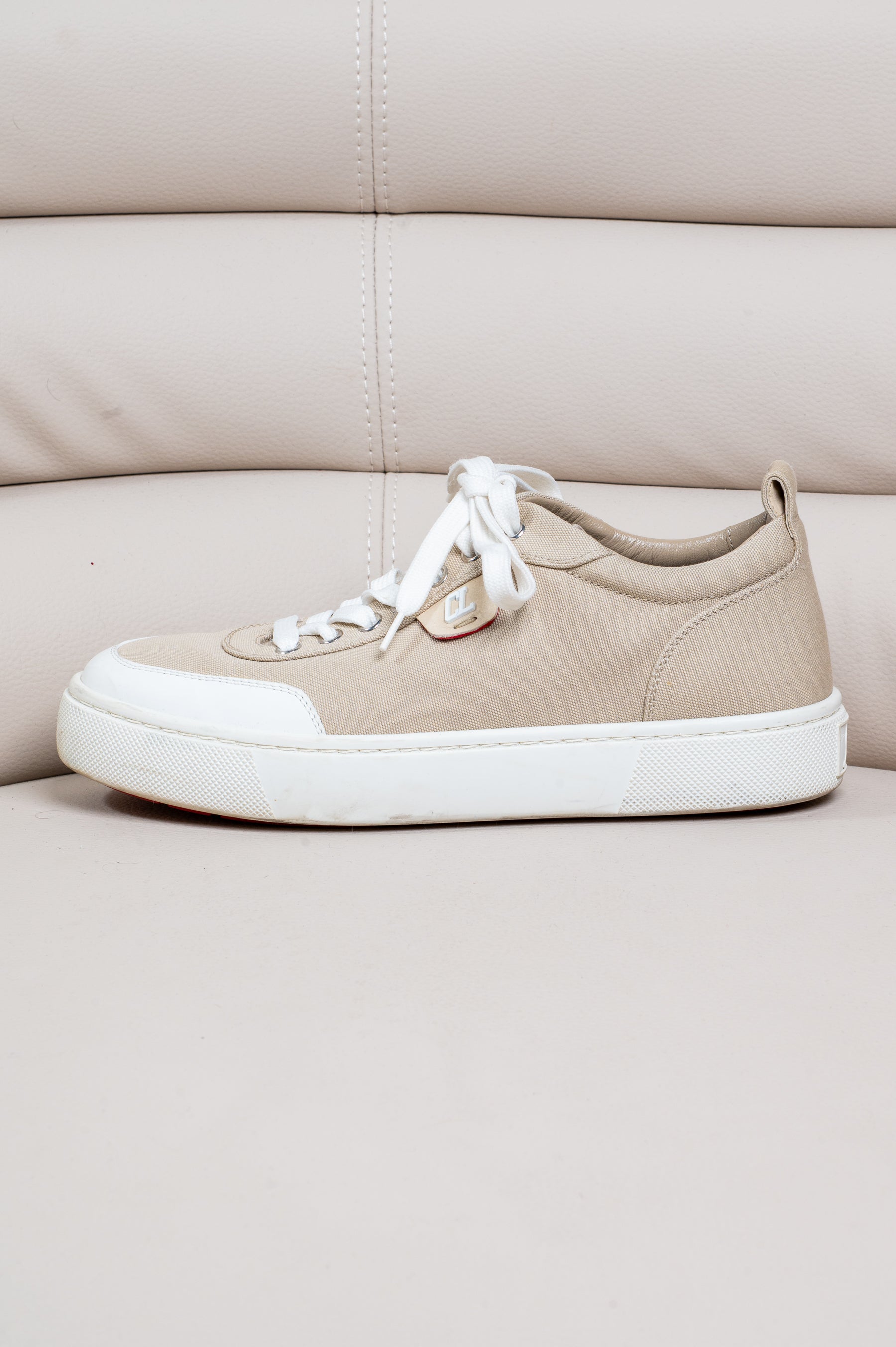 Beige Canvas Simplerui Low Top Sneakers