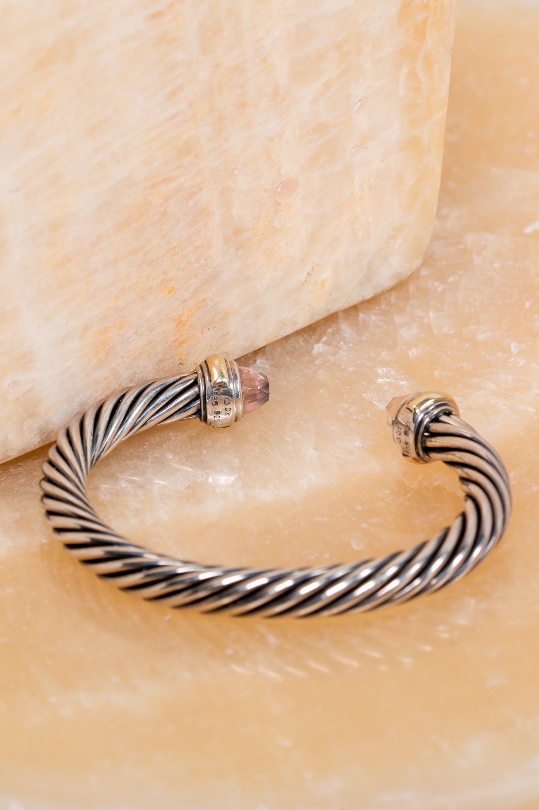 Rose Quartz 7mm Cable Bracelet