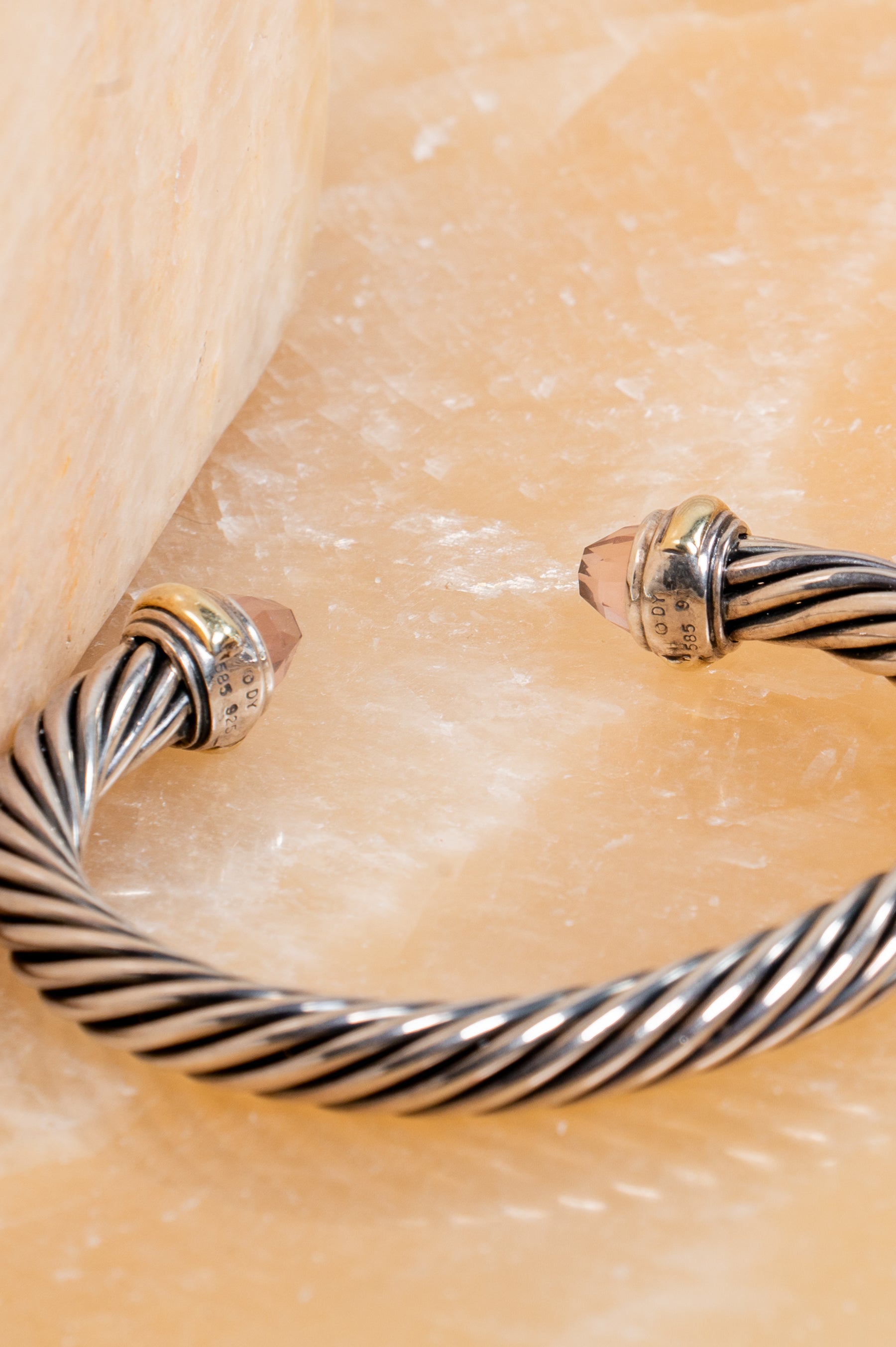 Rose Quartz 7mm Cable Bracelet