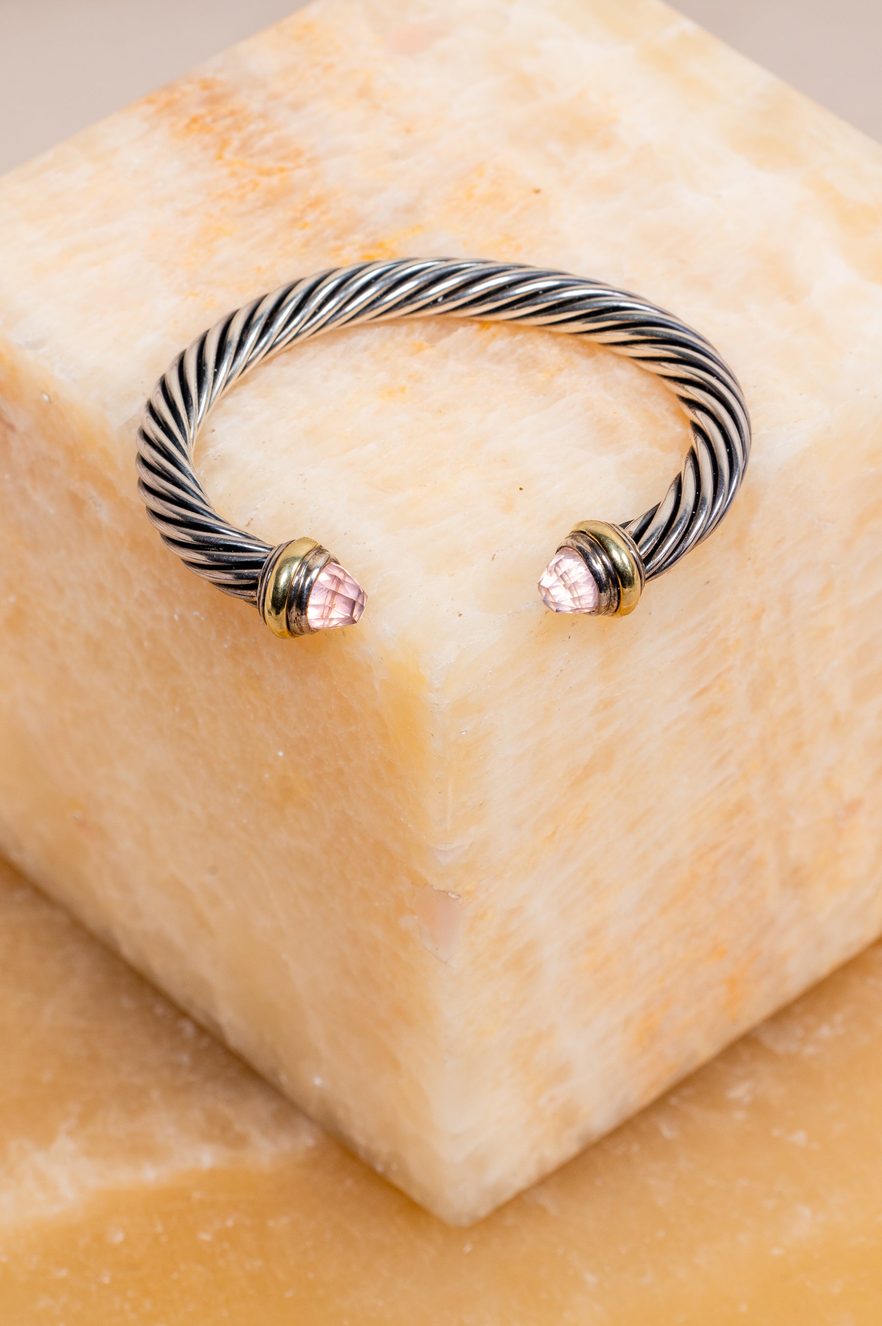 Rose Quartz 7mm Cable Bracelet