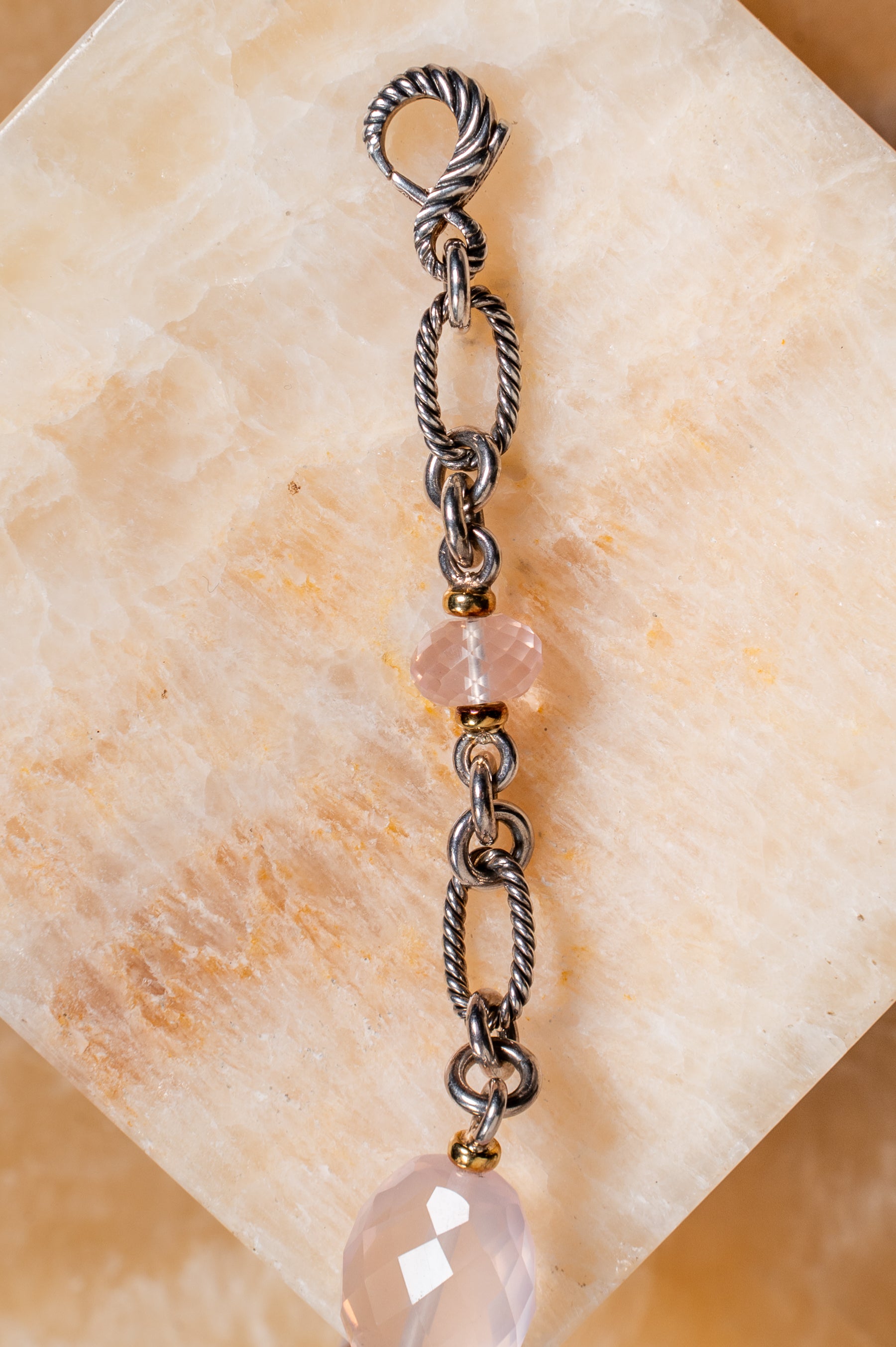 Rose Quartz Bijoux Long Chain Necklace