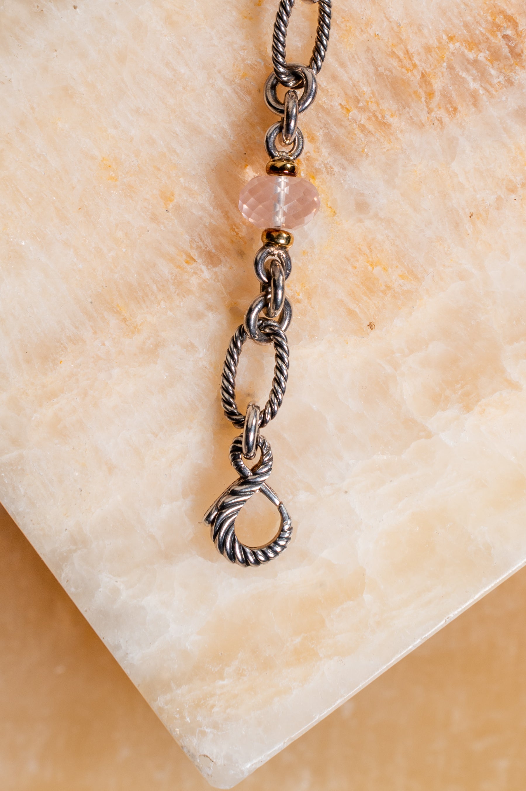 Rose Quartz Bijoux Long Chain Necklace
