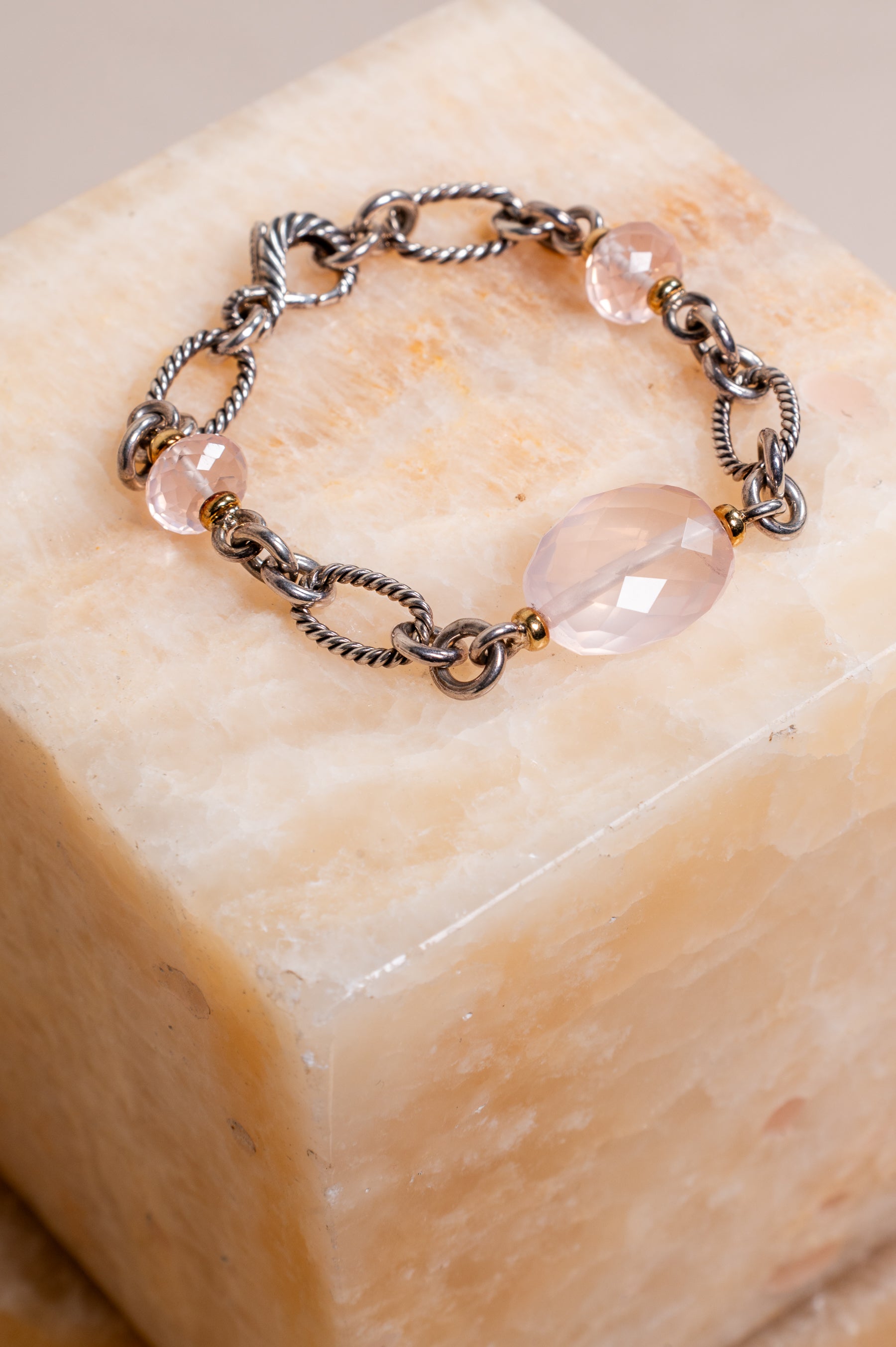 Rose Quartz Bijoux Long Chain Necklace