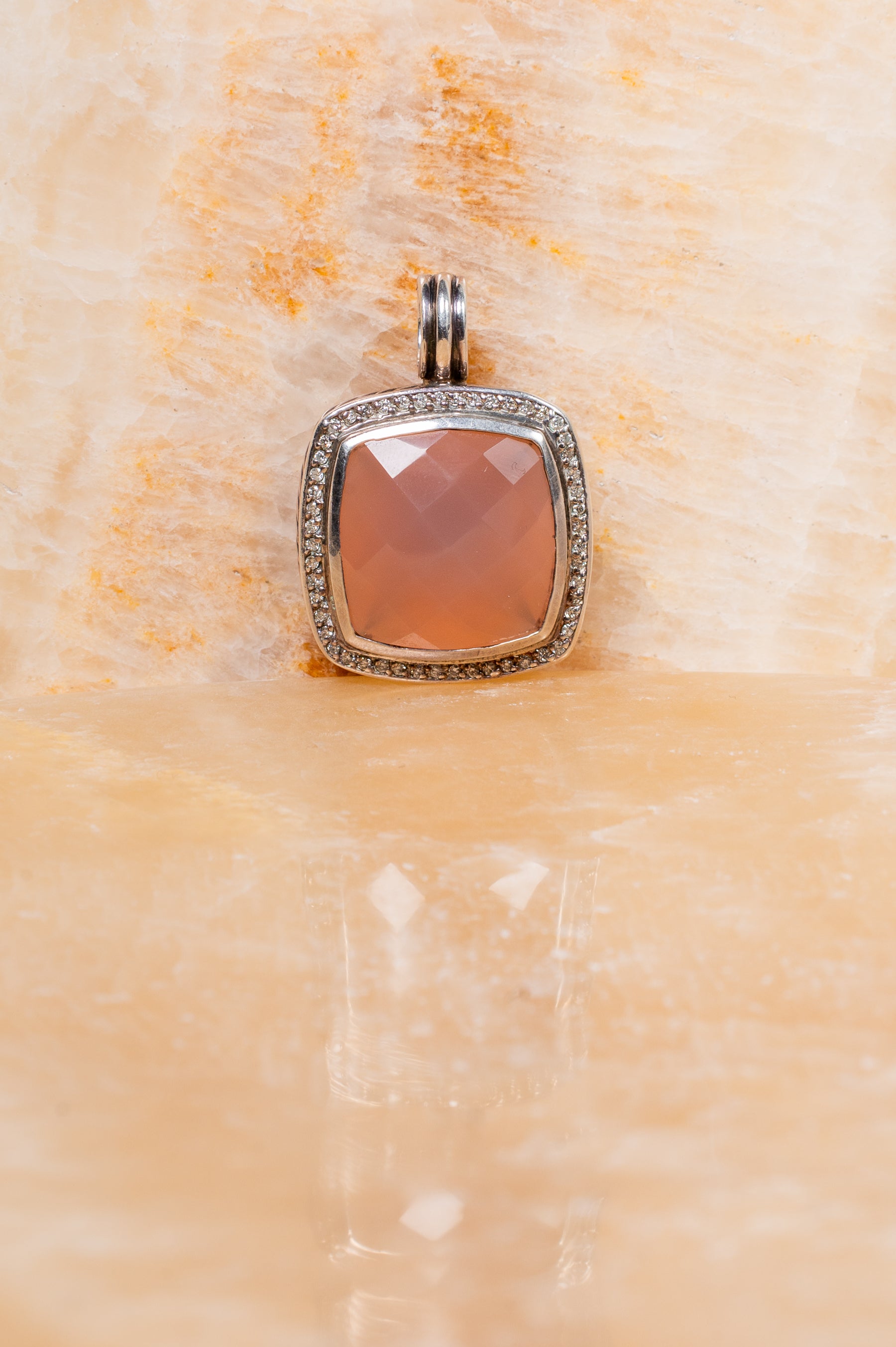 Rose Quartz & Diamond Albion Pendant