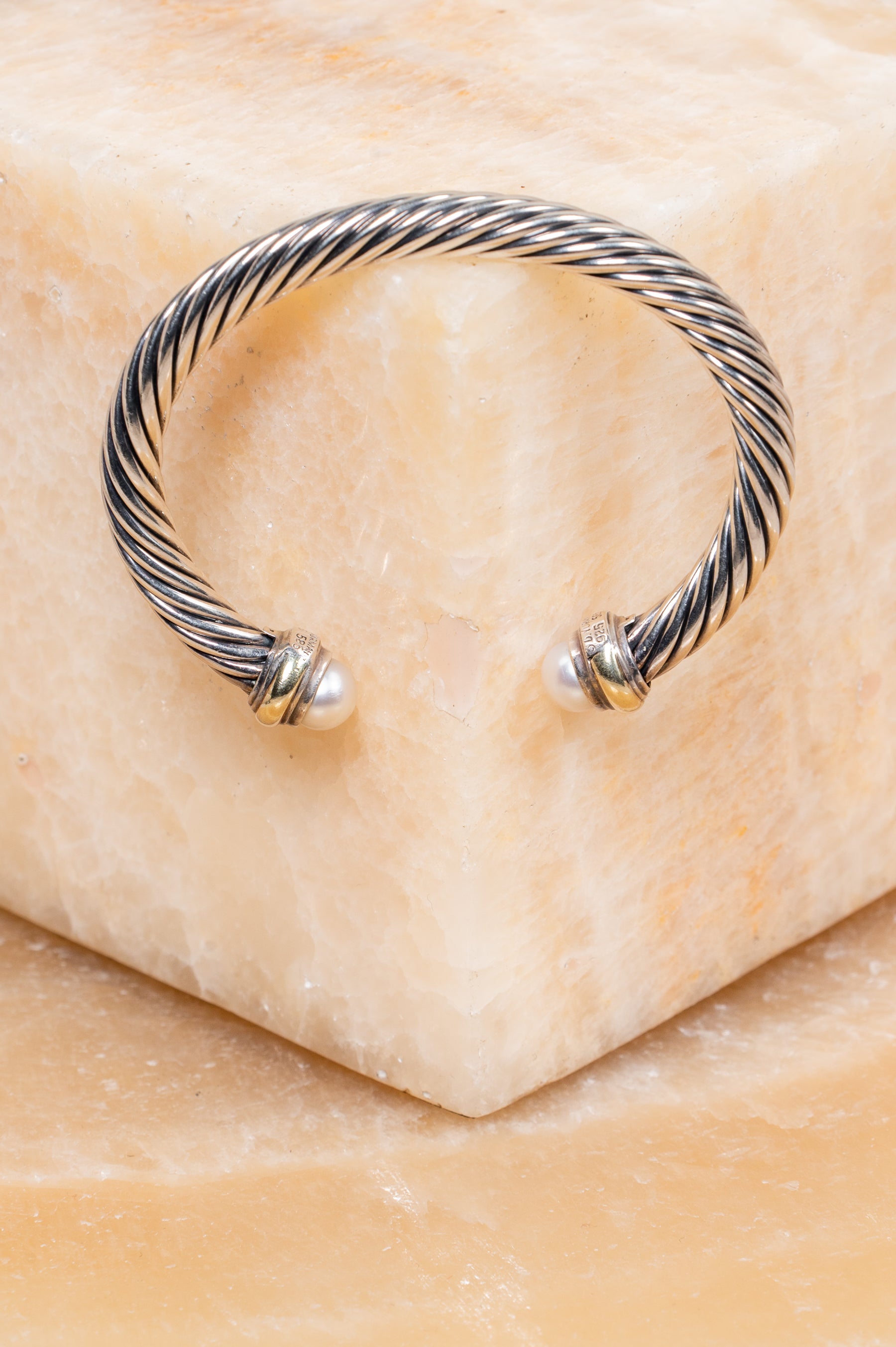 Pearl 7mm Cable Cuff Bracelet