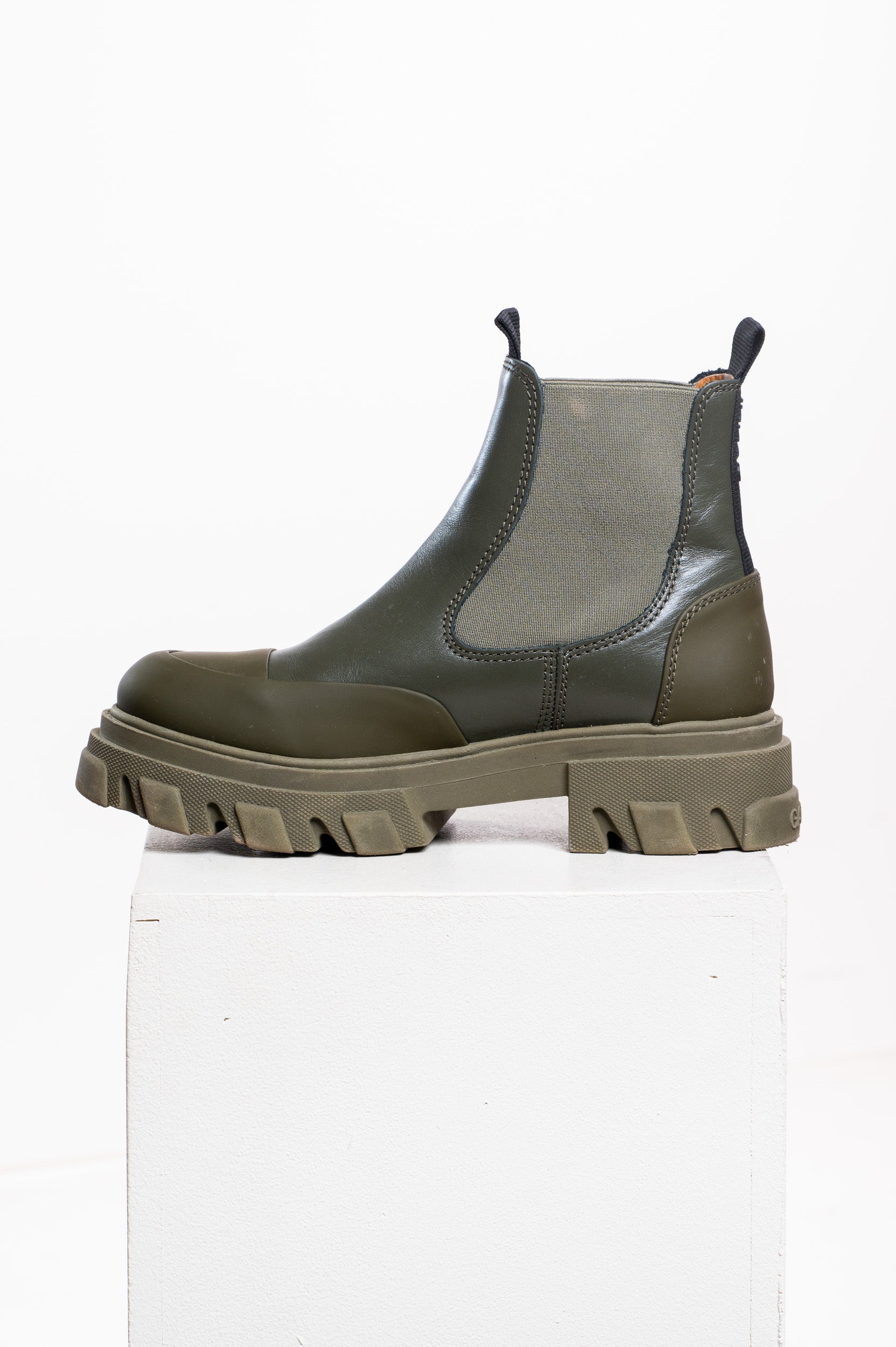 Green Cleated Low Chelsea Boot