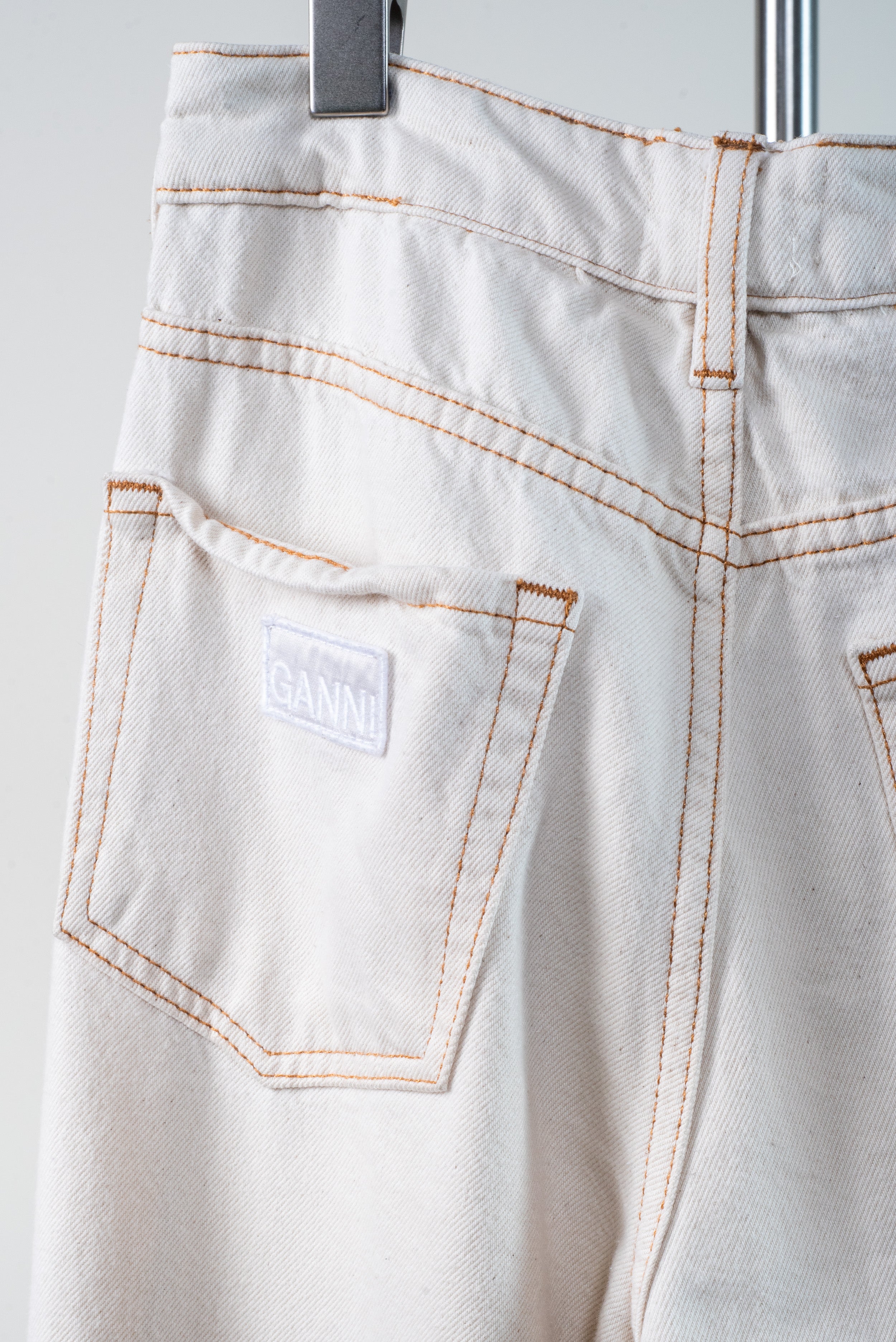 Cream Sparkle Logo Wide Leg Jeans