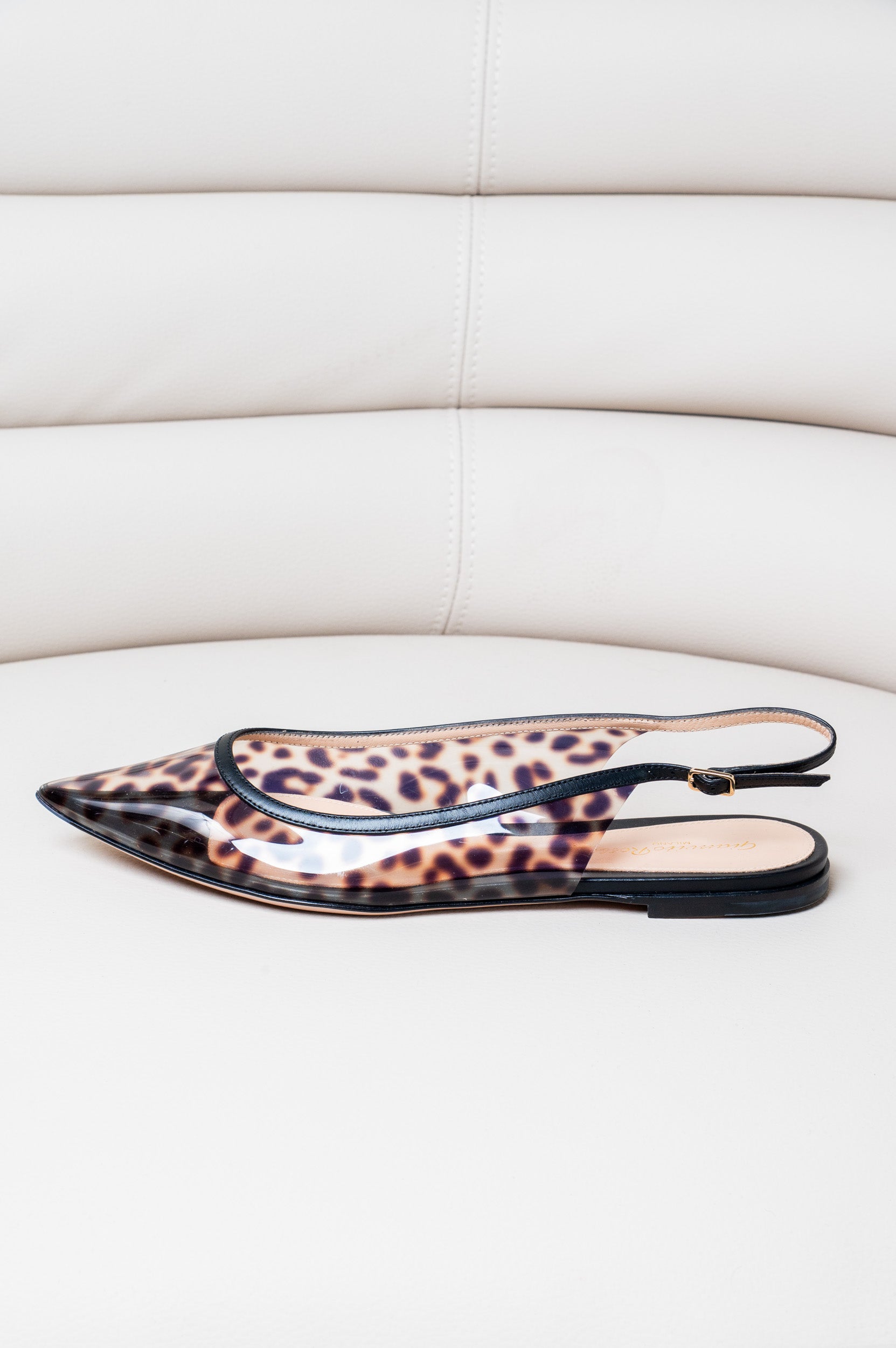 Leopard Print PVC Slingback Pointed Toe Flat