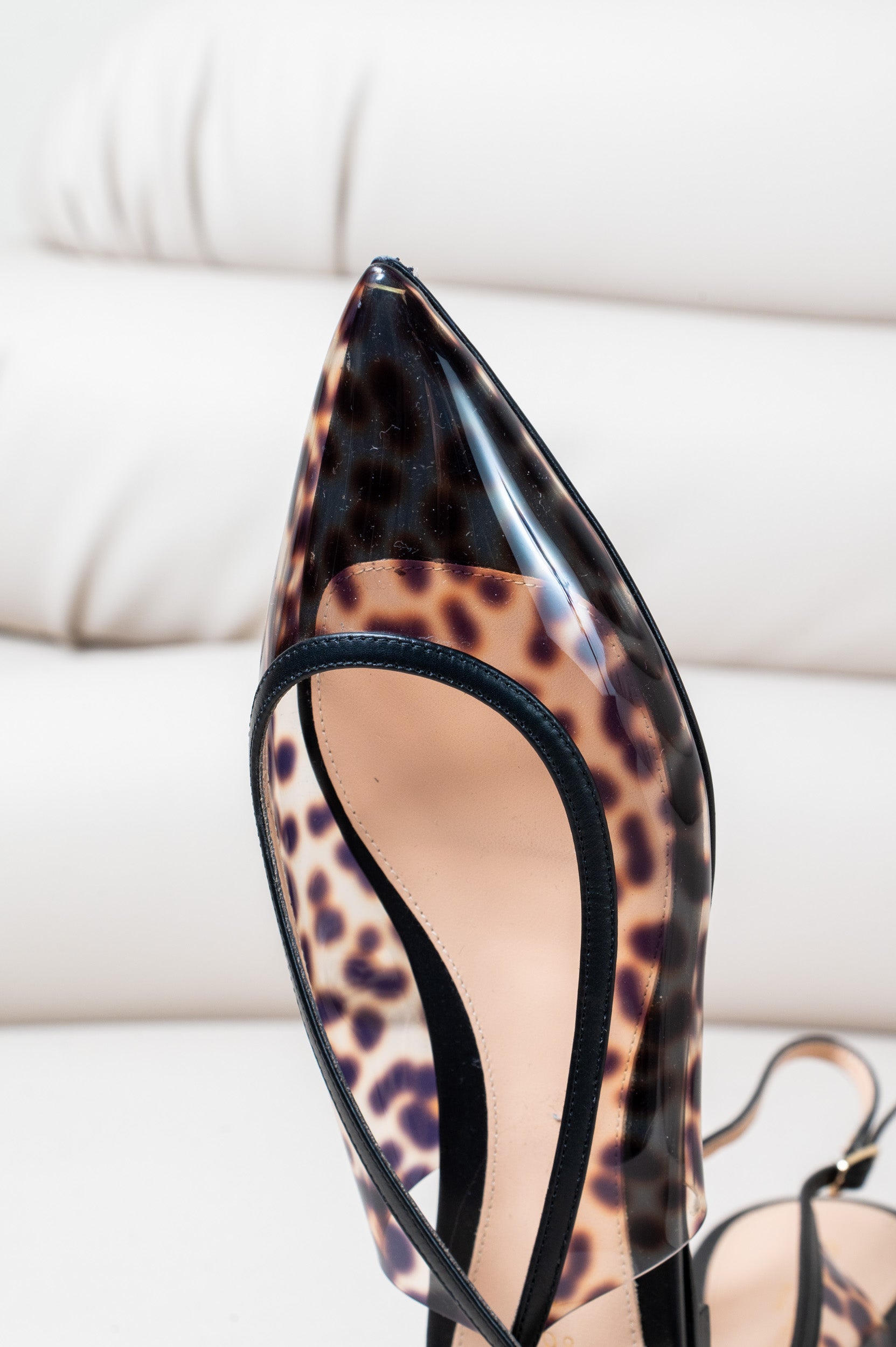 Leopard Print PVC Slingback Pointed Toe Flat