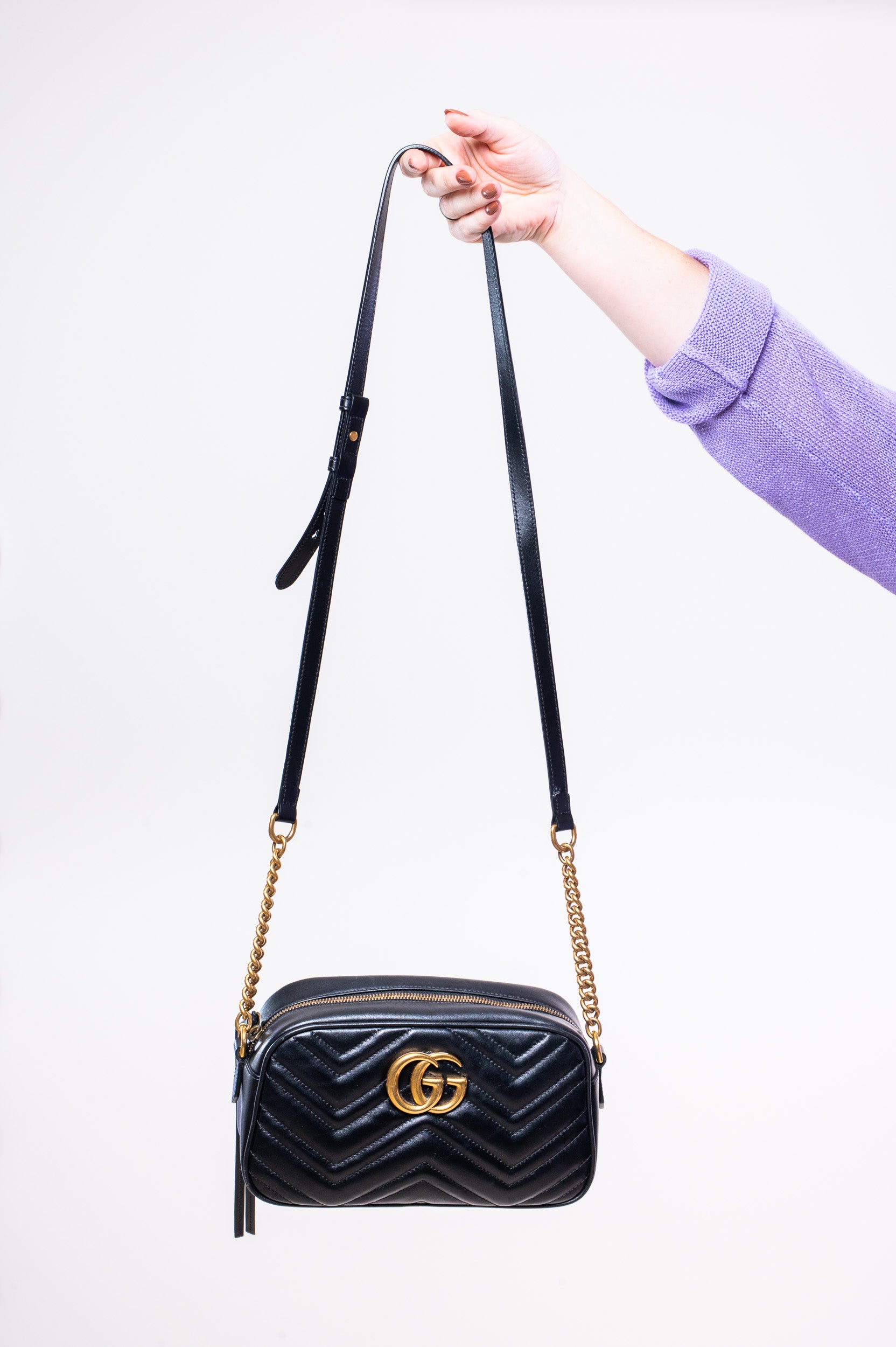 Black GG Marmont Small Camera Bag