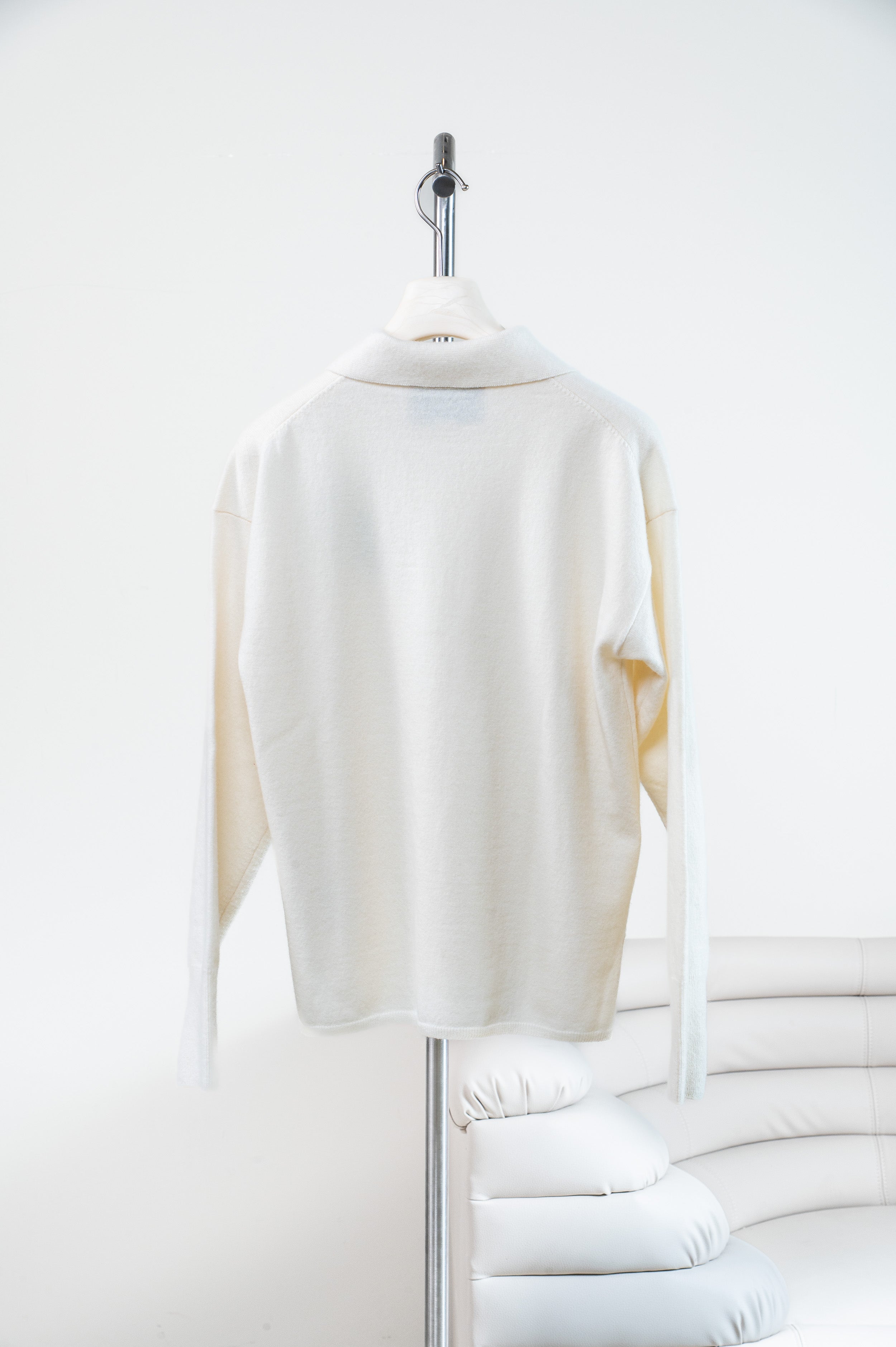 Cream Fine Wool Polo with GG Embroidery