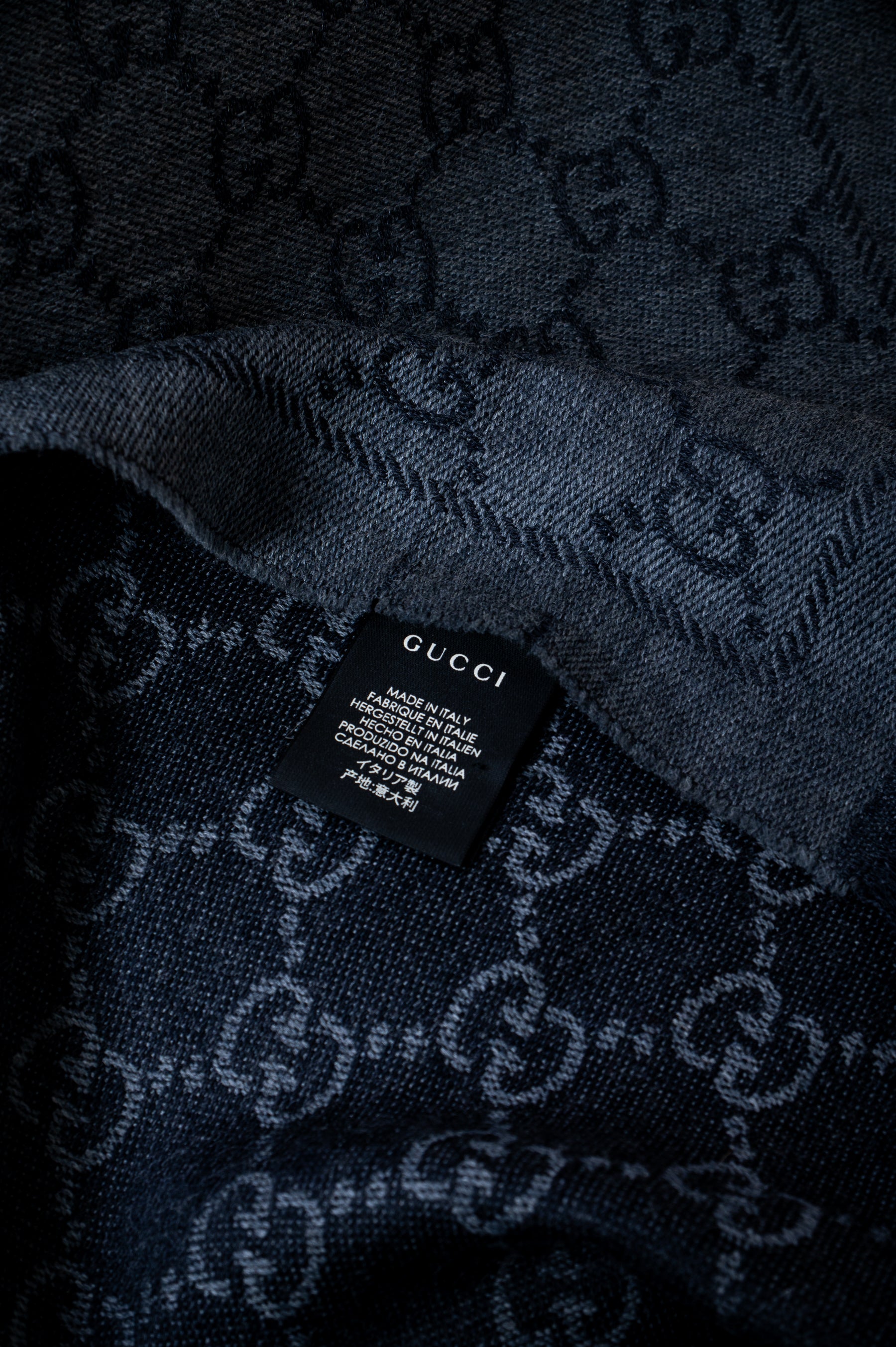 Grey Monogram Wool Scarf