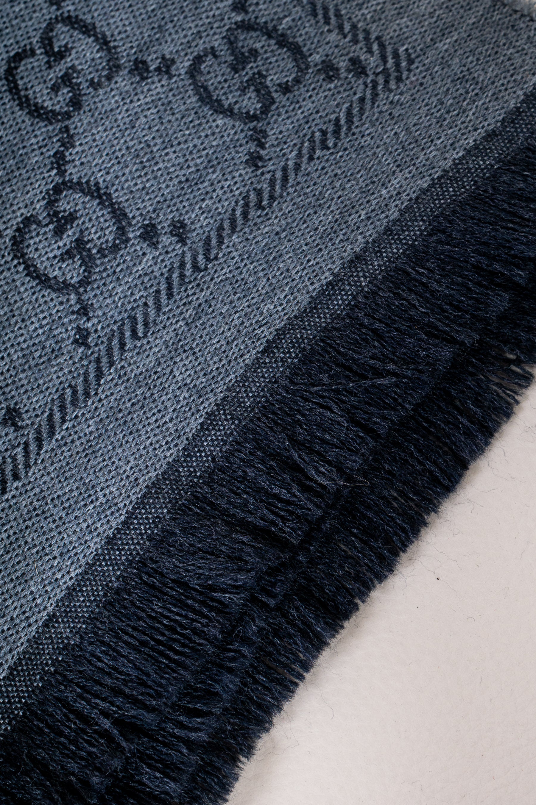 Grey Monogram Wool Scarf