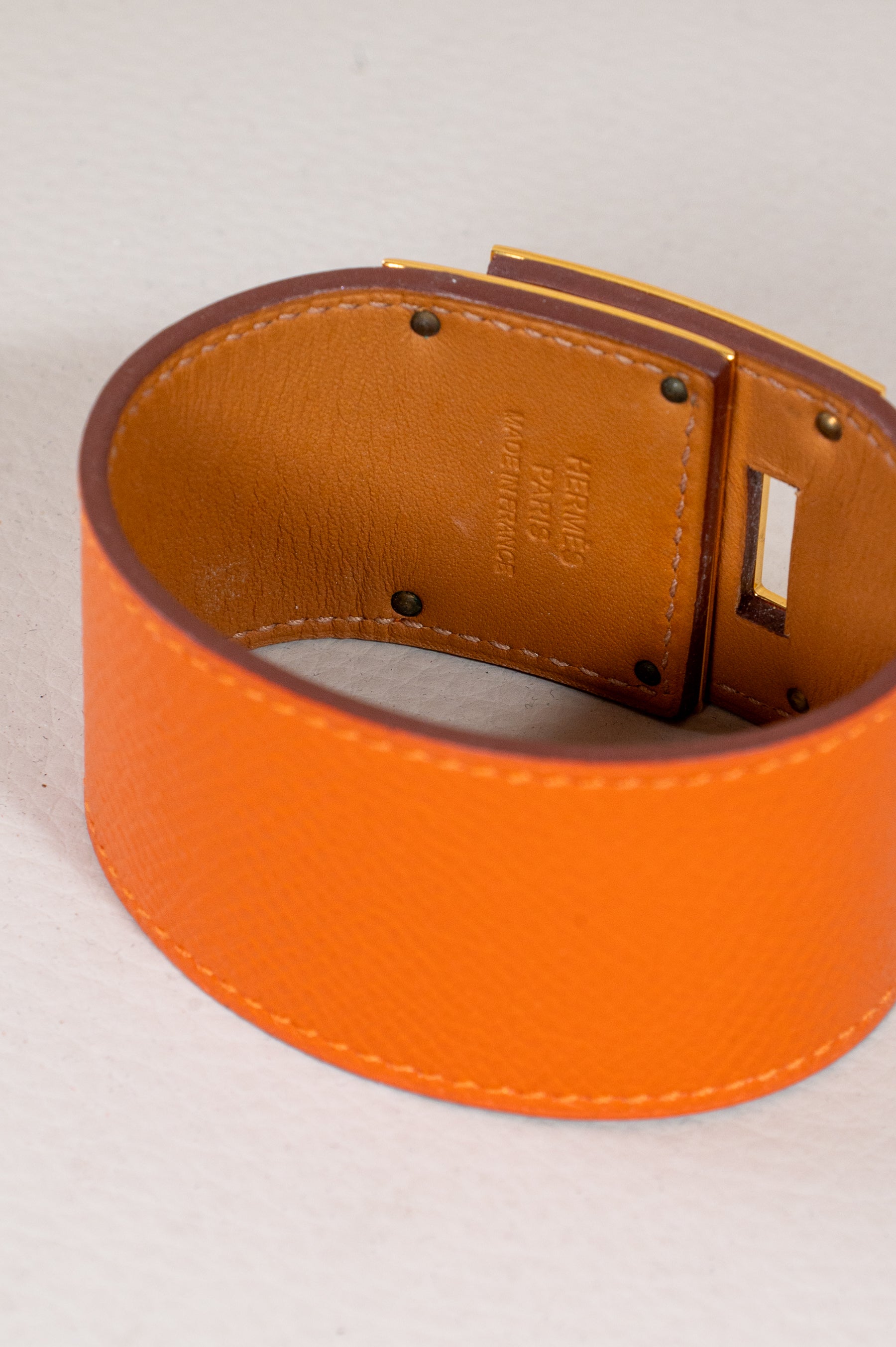 Orange Grained Leather Kelly Dog Bracelet