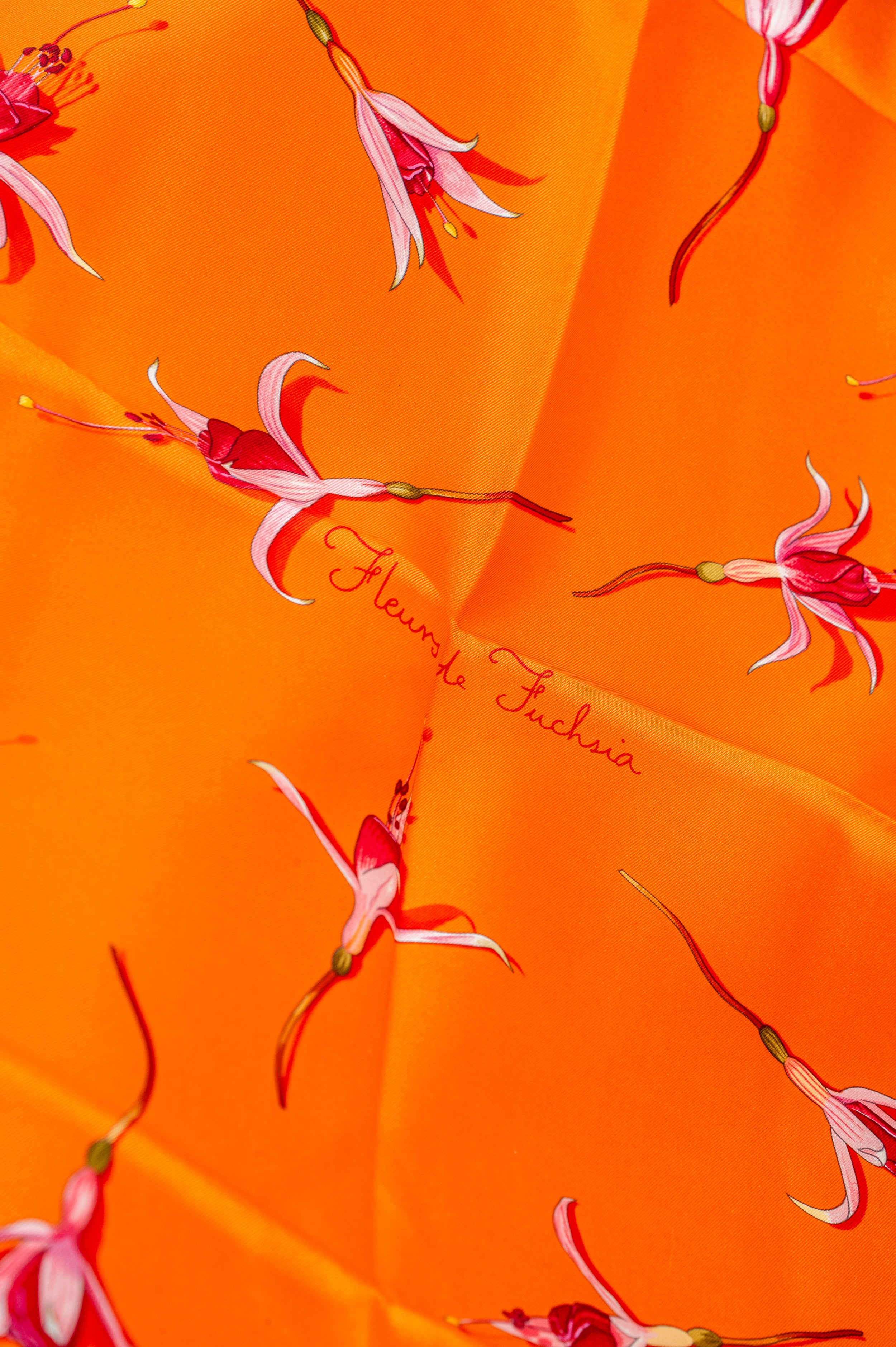 Orange Fleurs de Fuchsia 90 Scarf