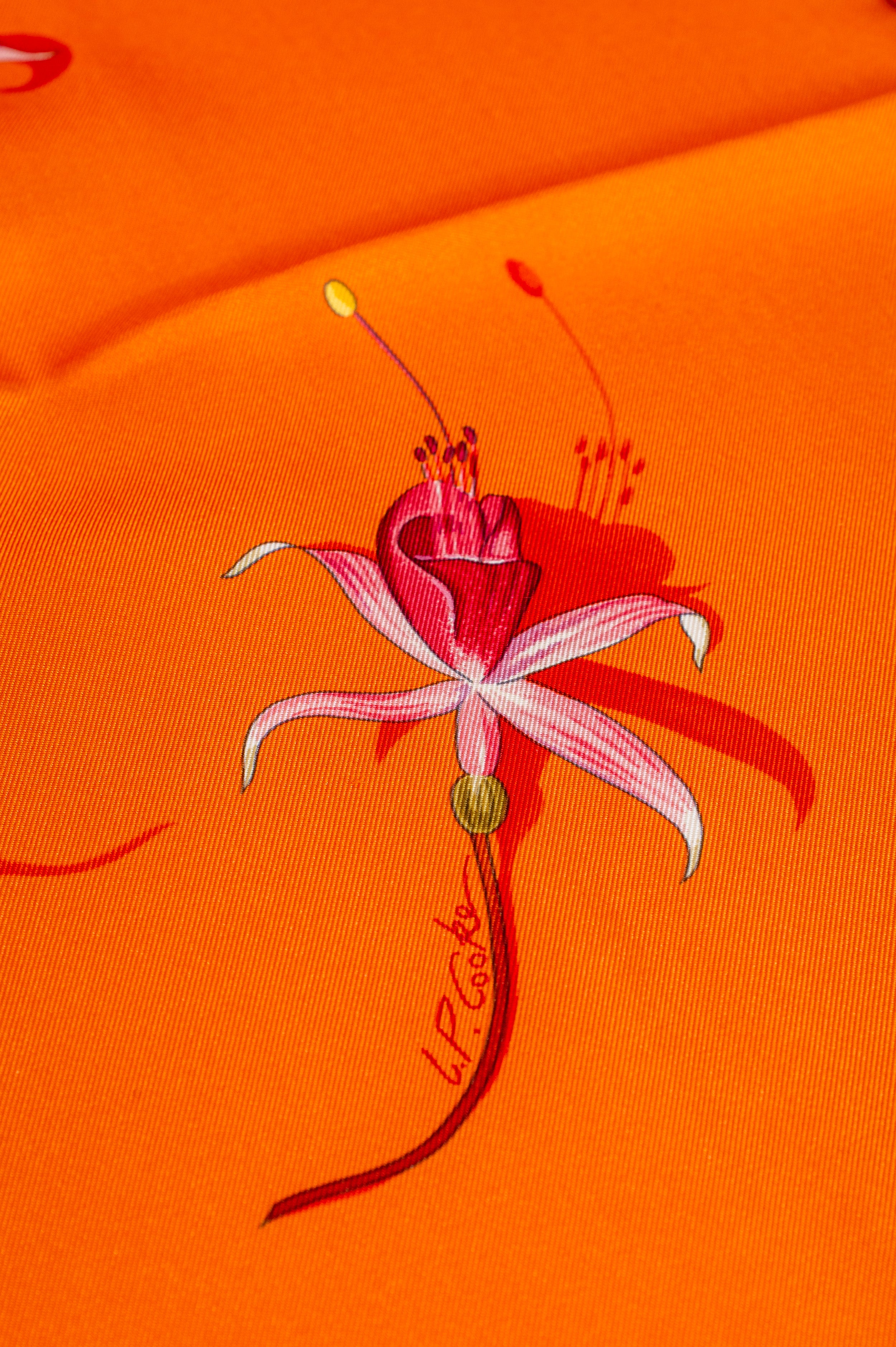 Orange Fleurs de Fuchsia 90 Scarf