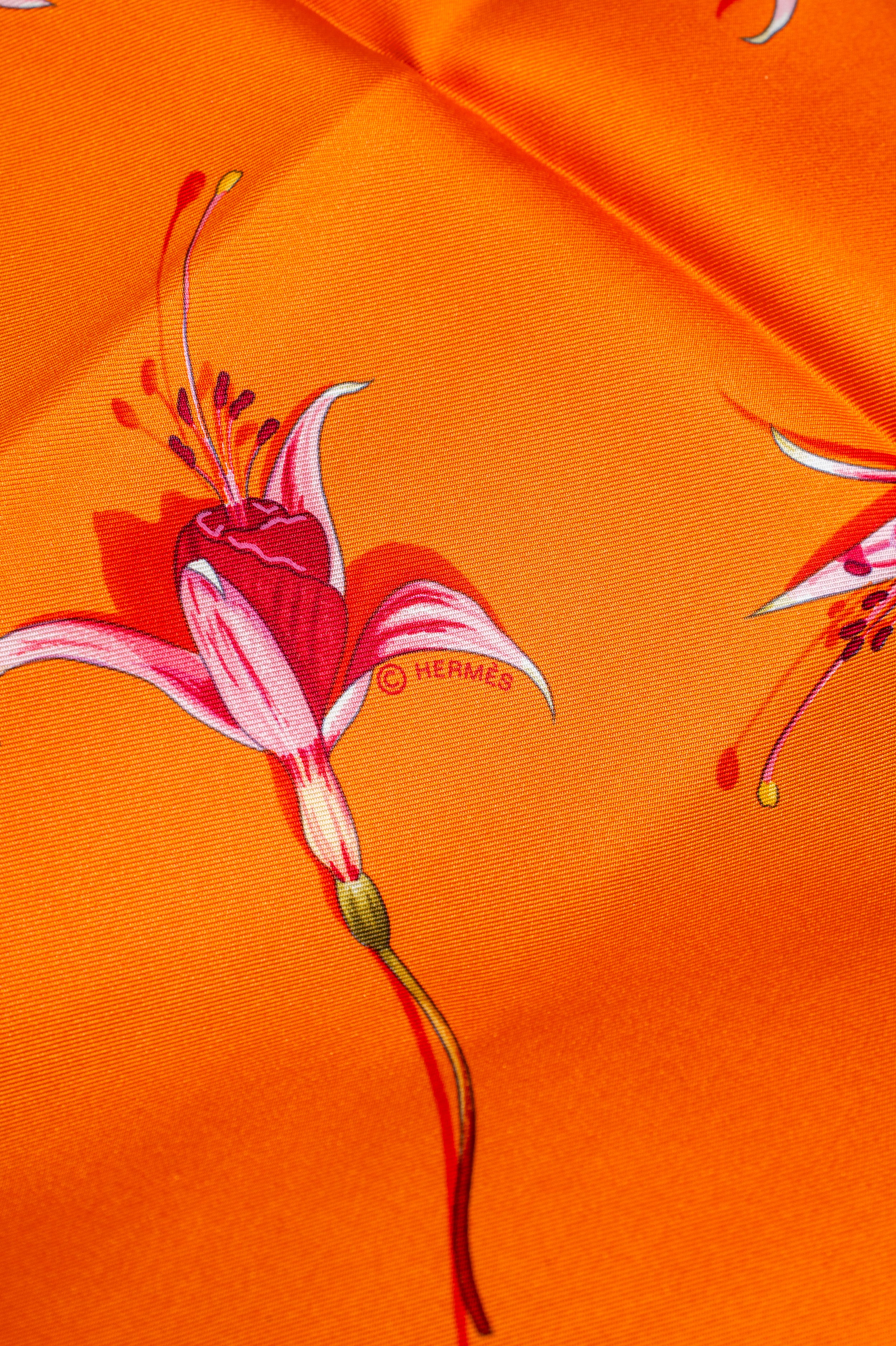Orange Fleurs de Fuchsia 90 Scarf