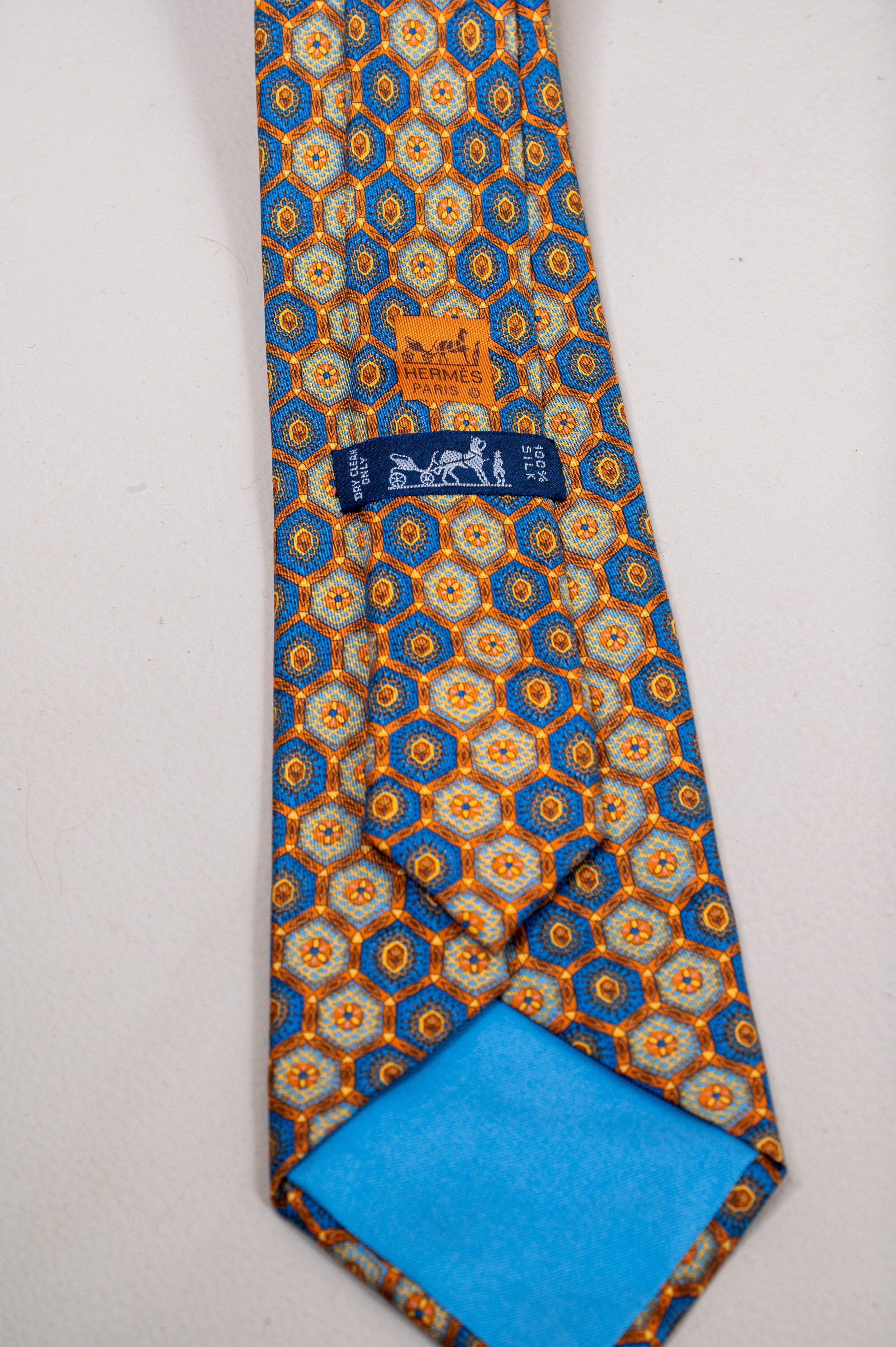 Orange & Blue Printed Tie