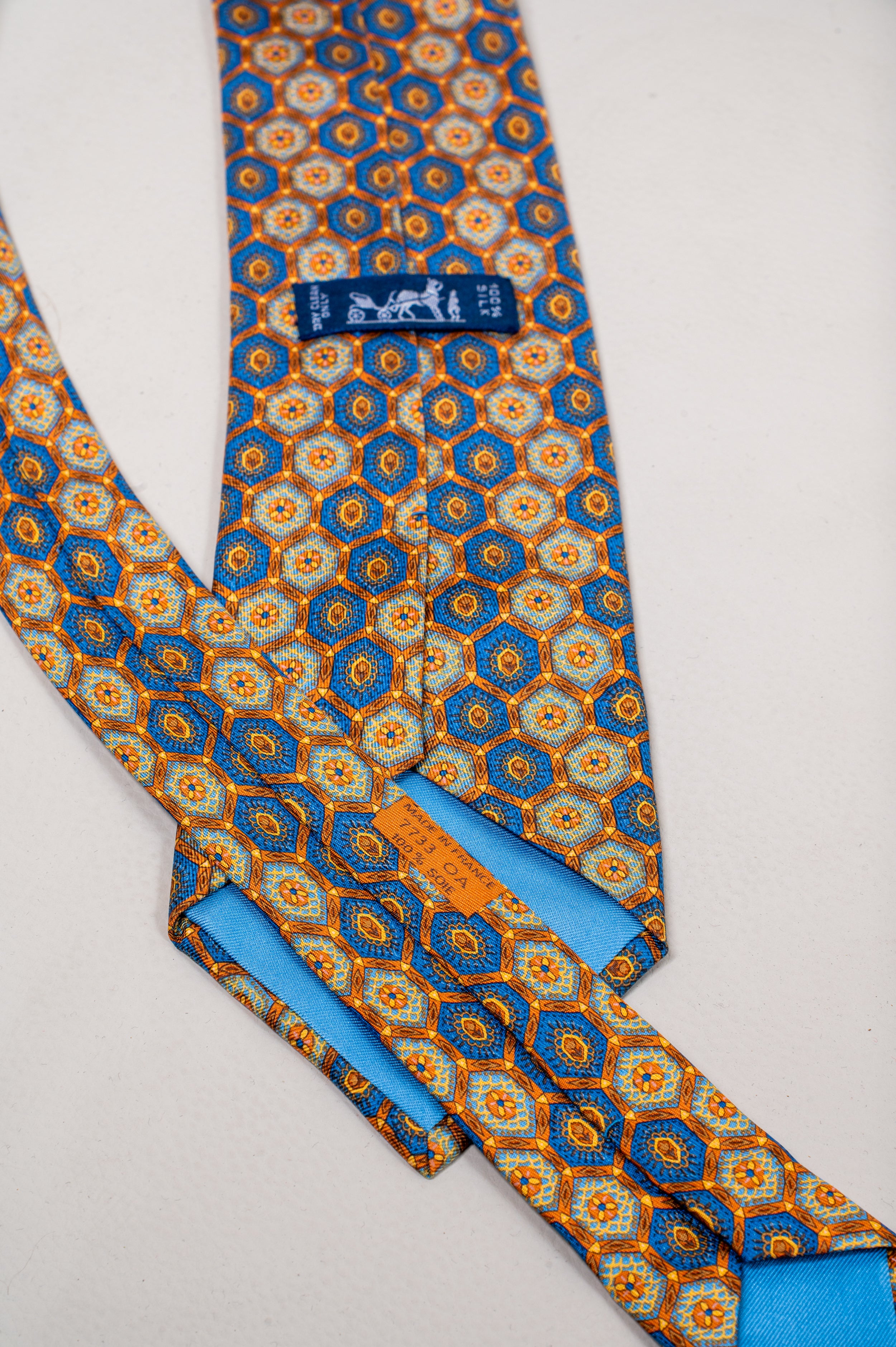 Orange & Blue Printed Tie