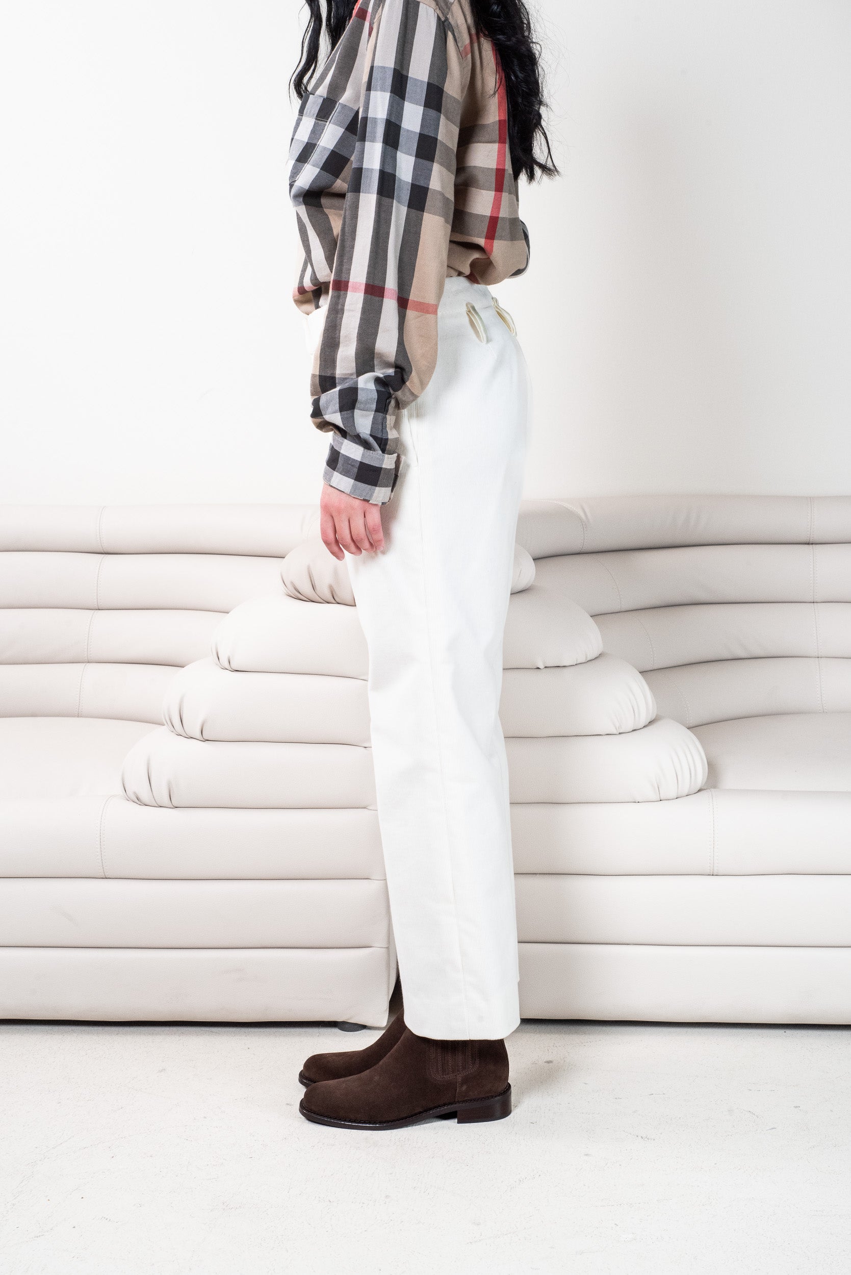 Vintage White Cord Straight Leg Trouser Pant