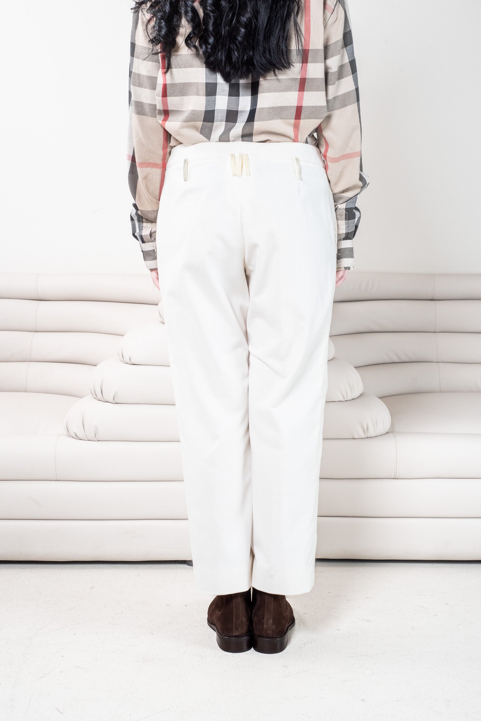 Vintage White Cord Straight Leg Trouser Pant