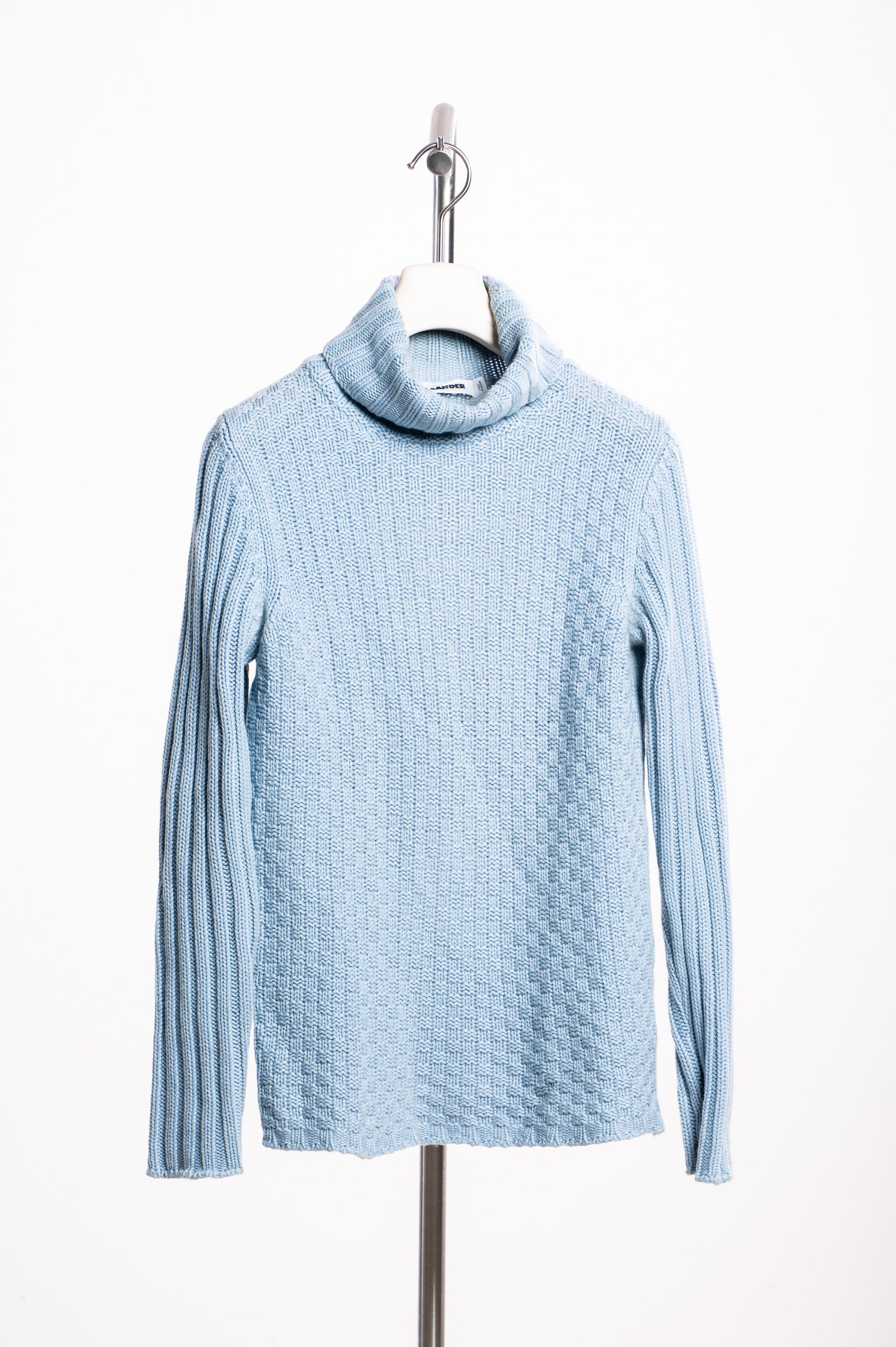 Vintage Grey Weave Knit Long Sleeve Turtleneck Sweater