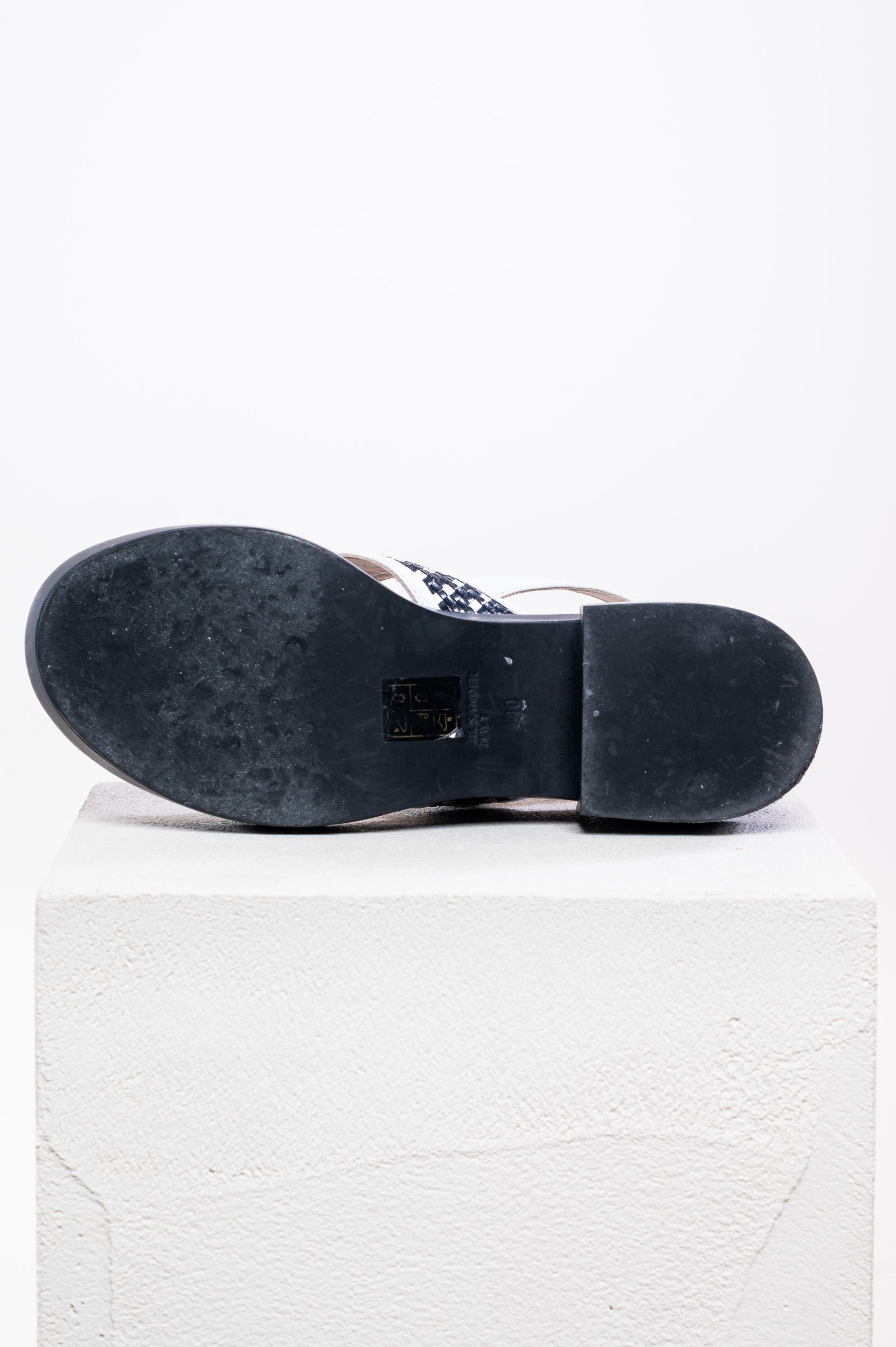 Navy & White Woven Platform Sandals