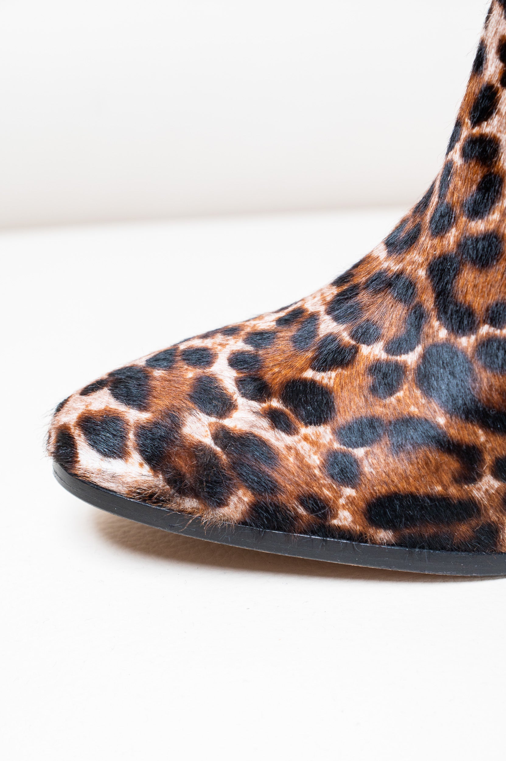 Leopard Horsehair High Heel Bootie