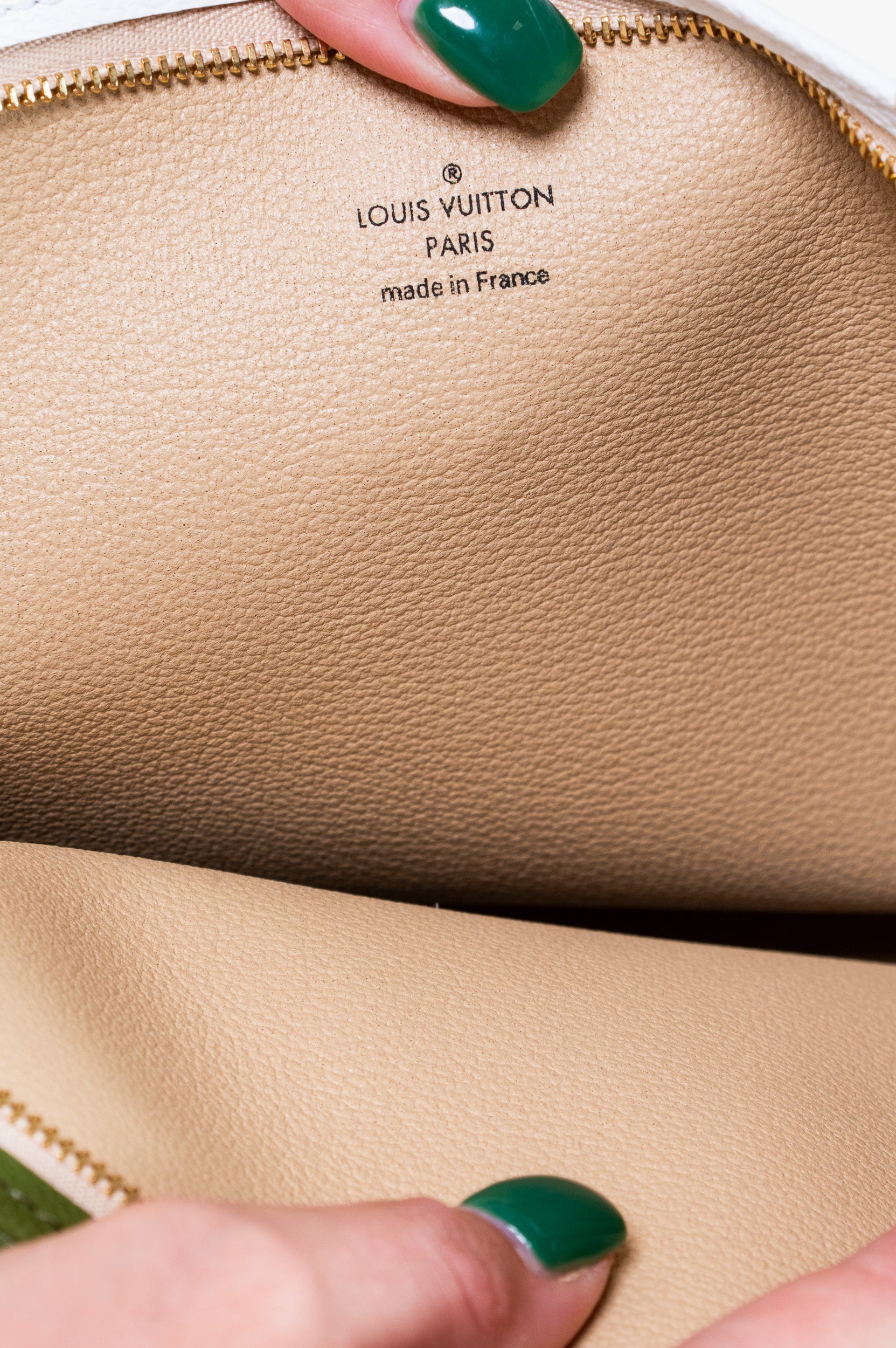 Interior view of Louis Vuitton Limited Edition Giant Khaki Monogram Toiletry Pouch 26