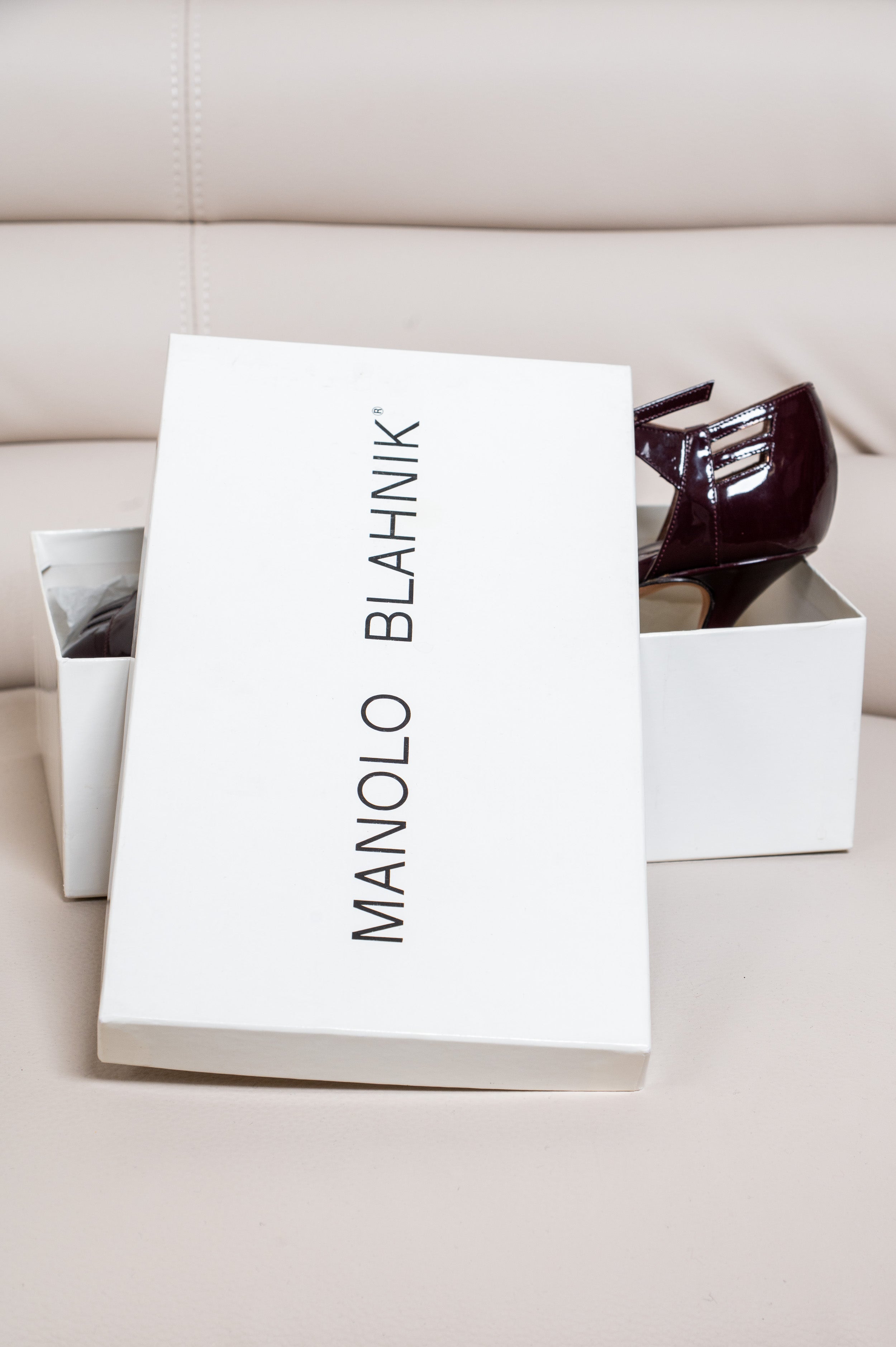 Bordeaux Patent Leather Peep Toe d'Orsay Mid Heel