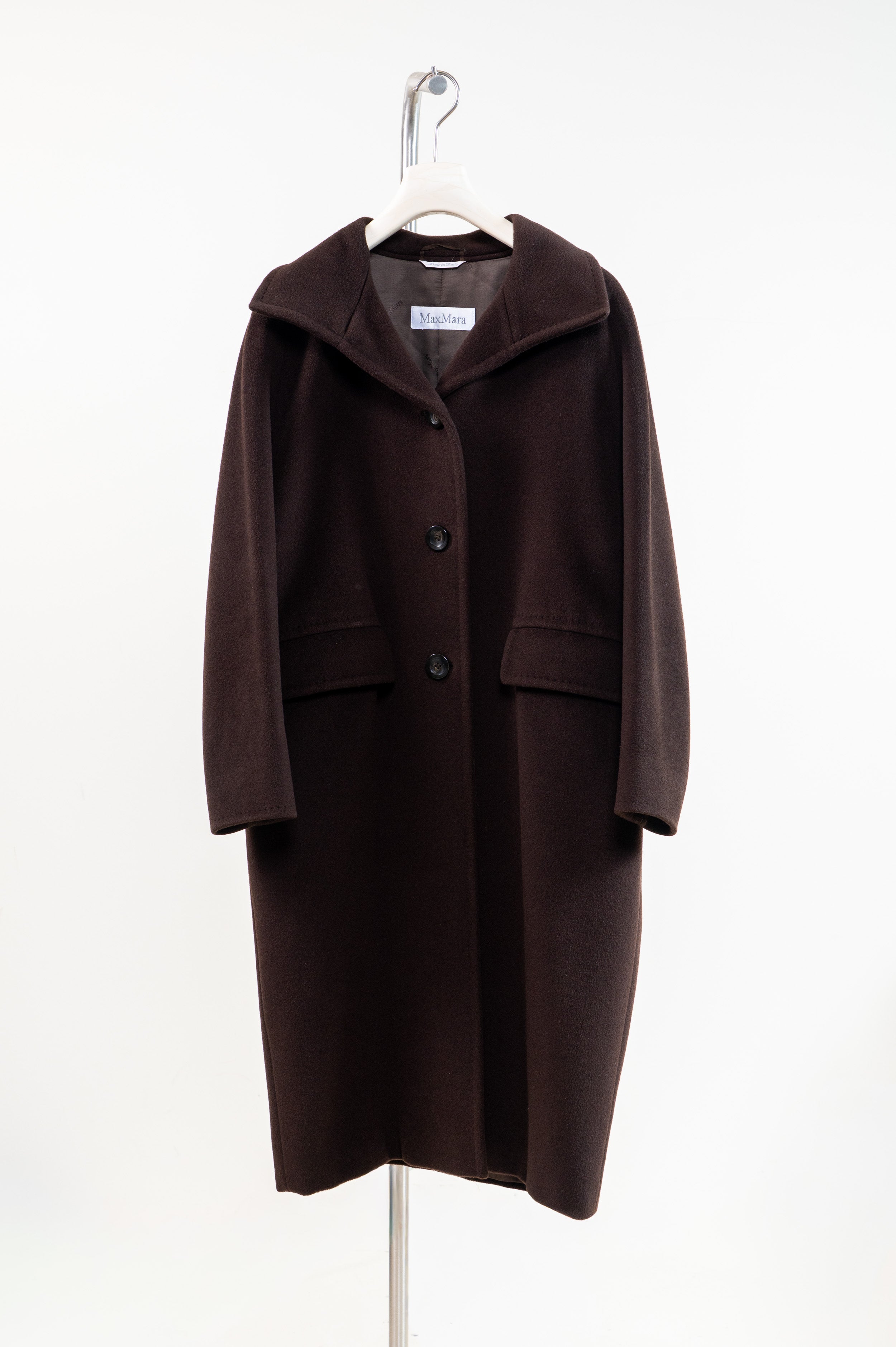 Chocolate Wool Blend Long Car Coat