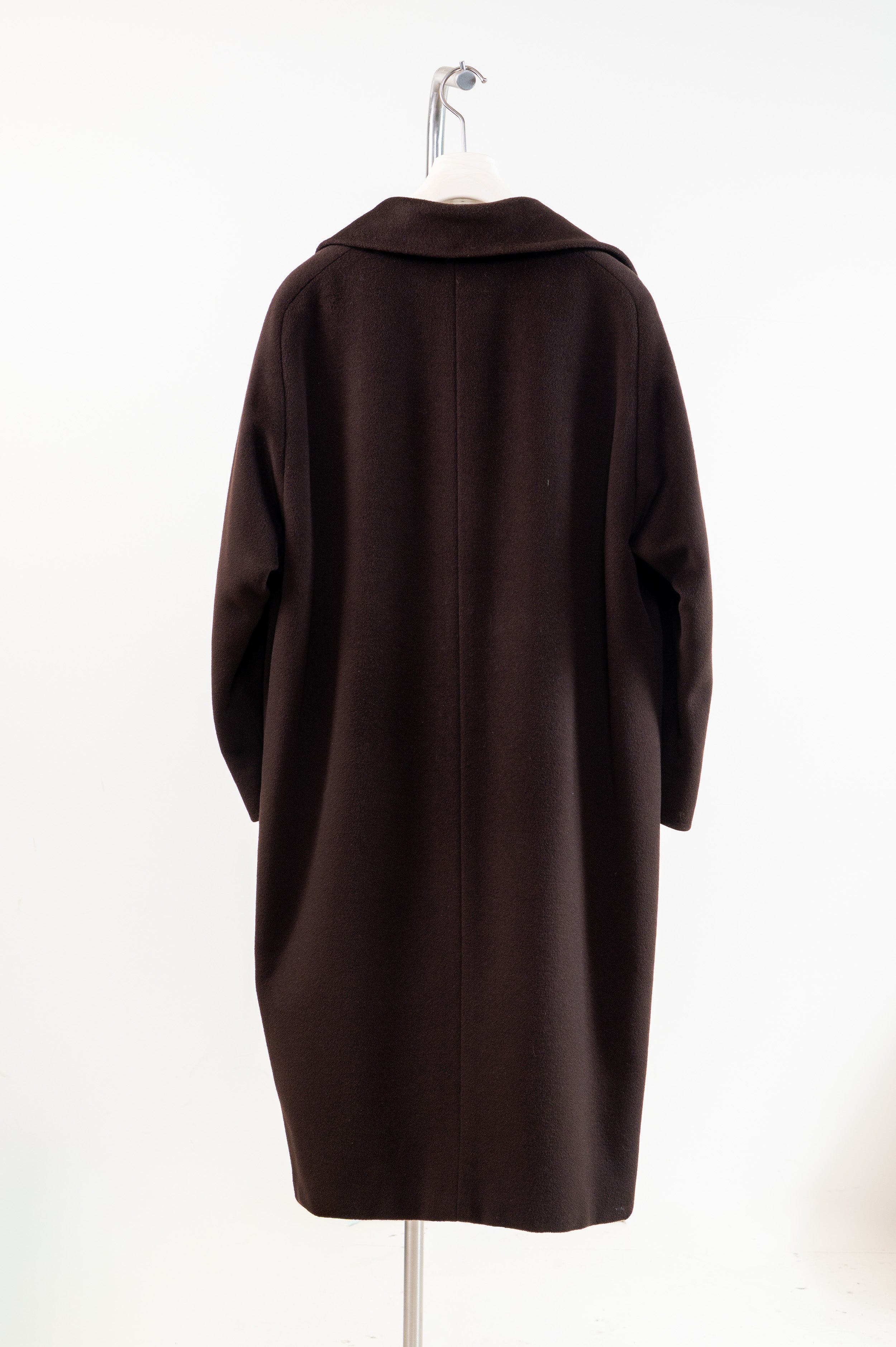 Chocolate Wool Blend Long Car Coat