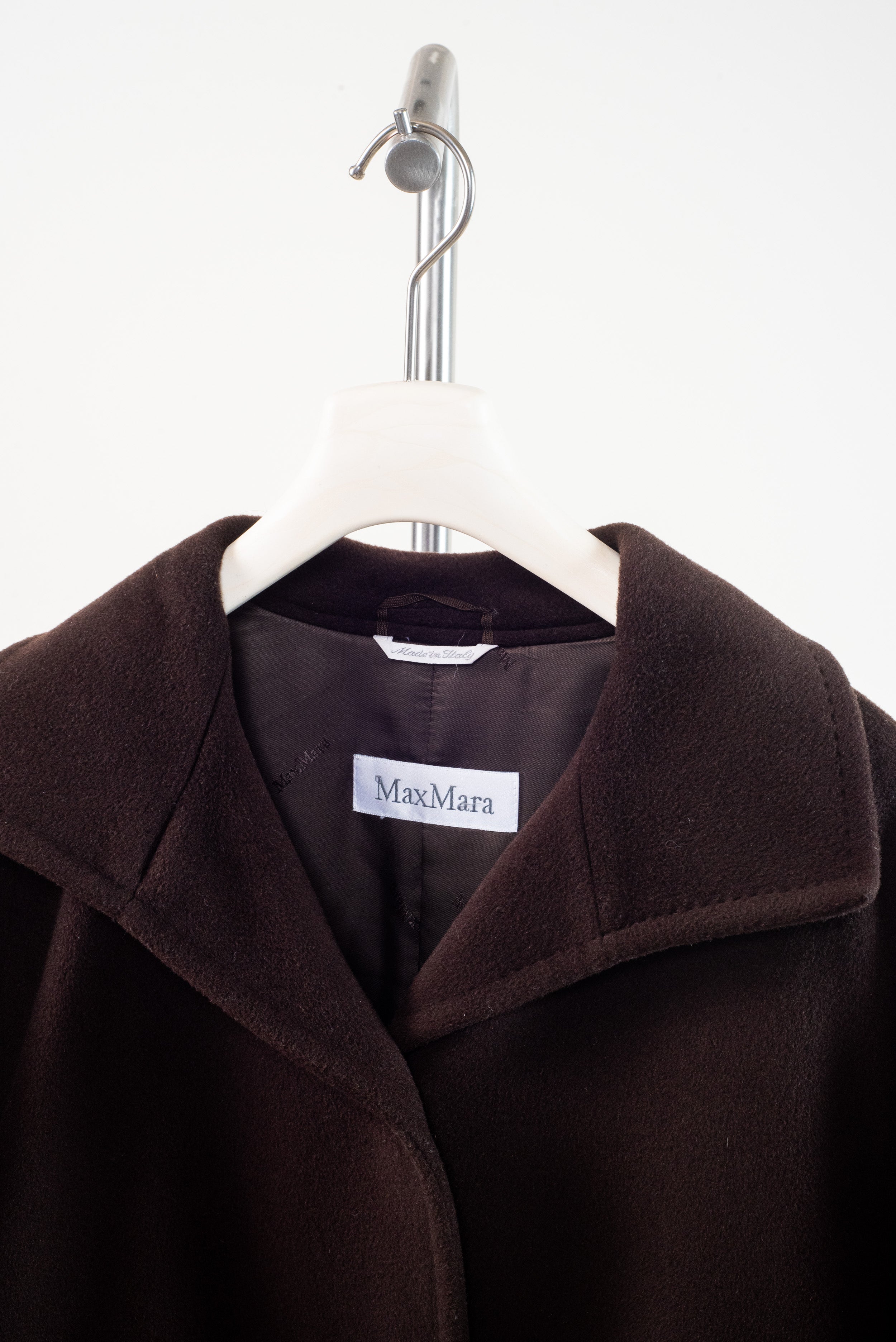 Chocolate Wool Blend Long Car Coat