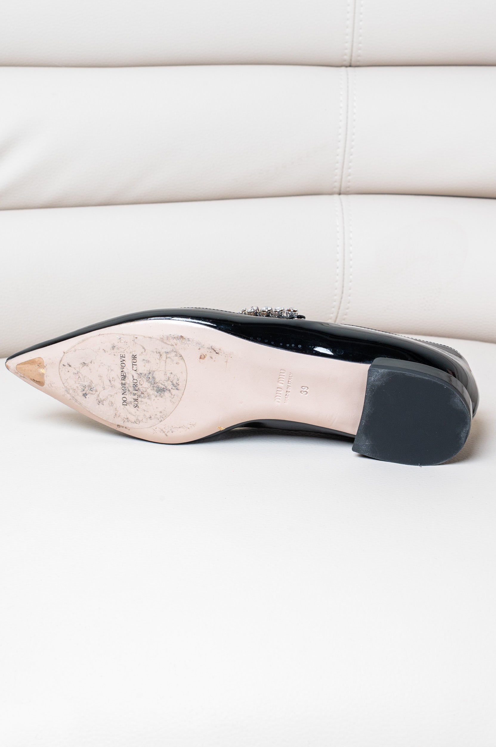 Black Patent Crystal Embellished Mary-Jane Flat