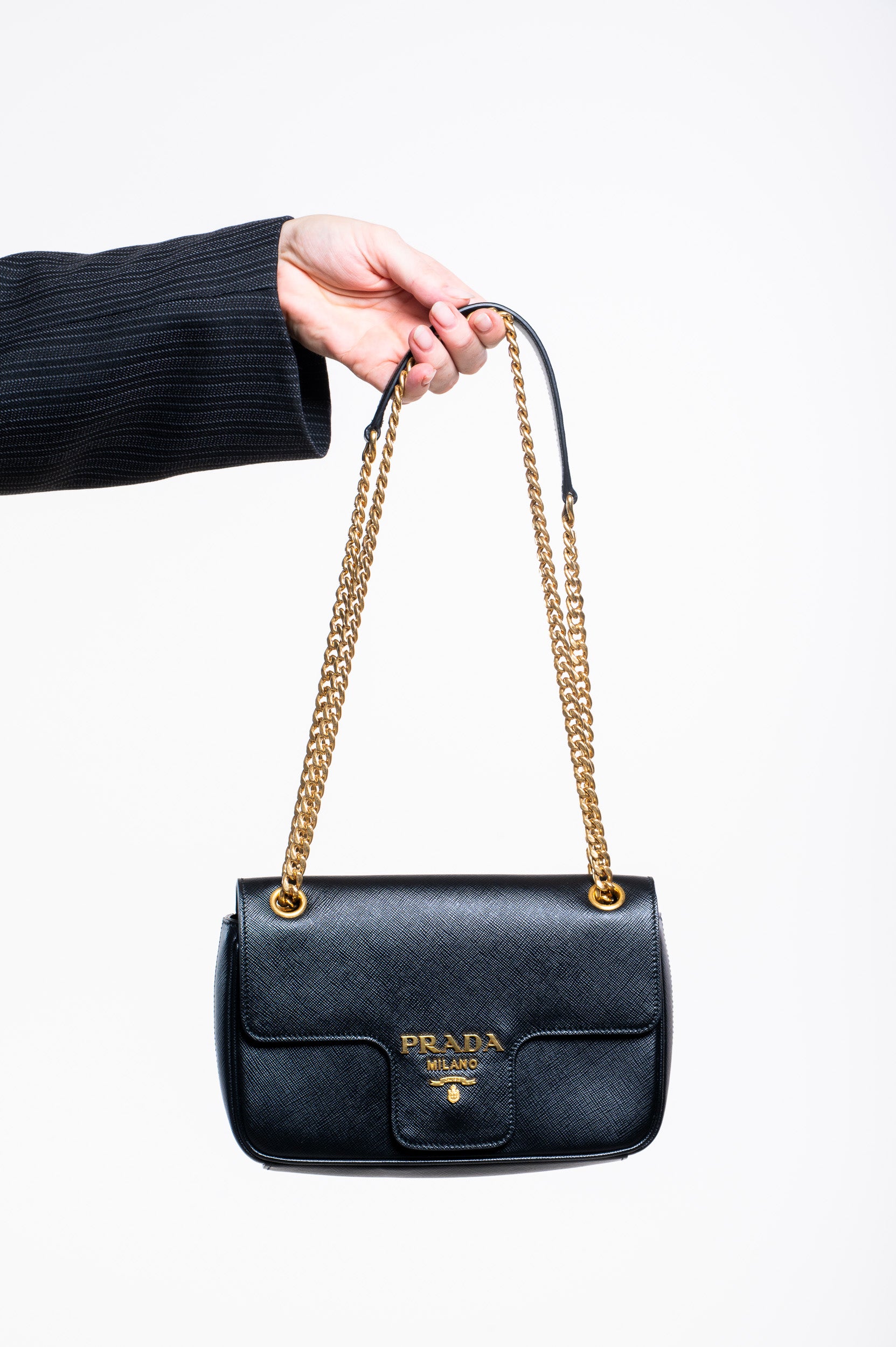 Black Saffiano Leather Crossbody Bag