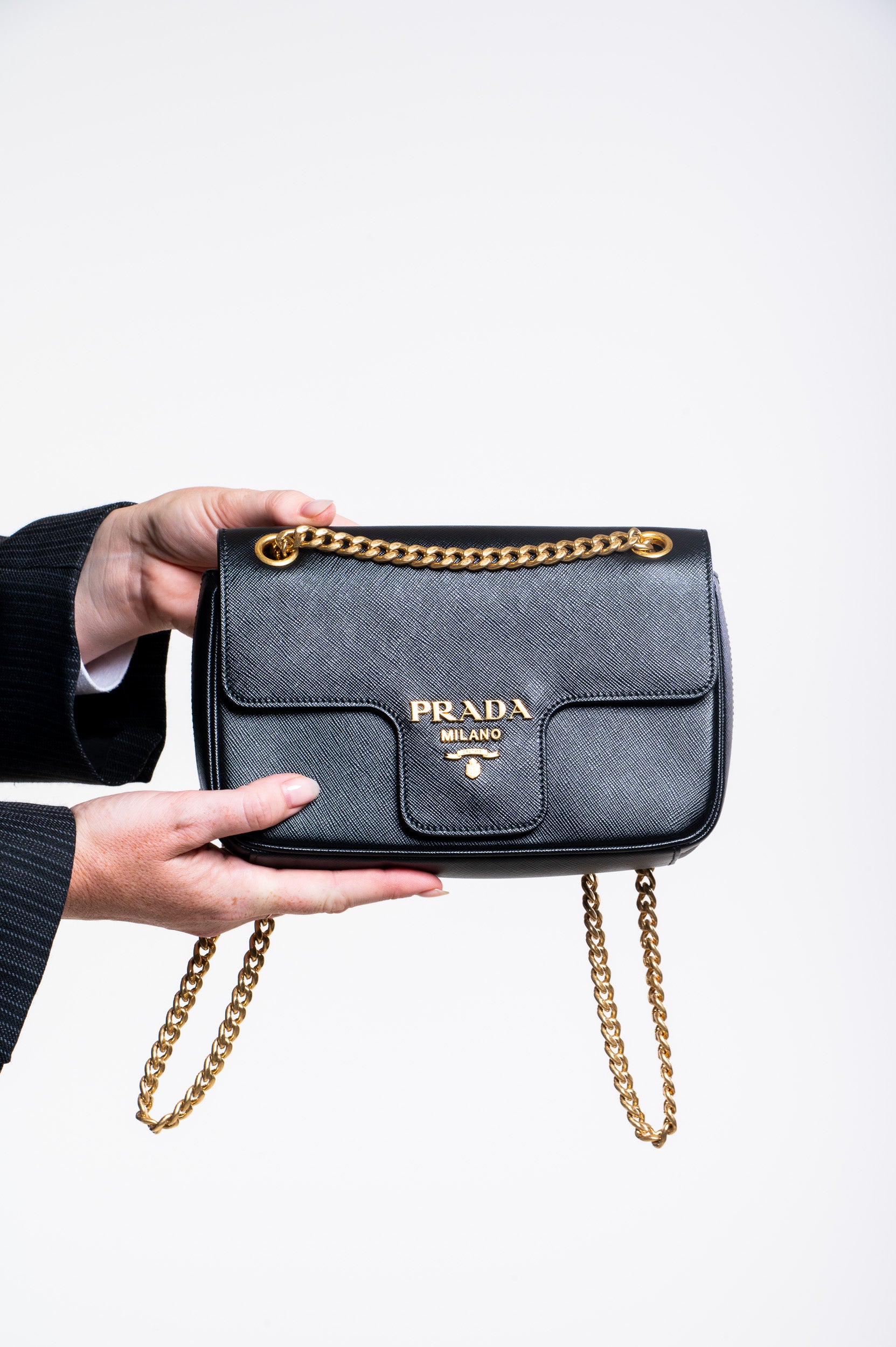 Black Saffiano Leather Crossbody Bag