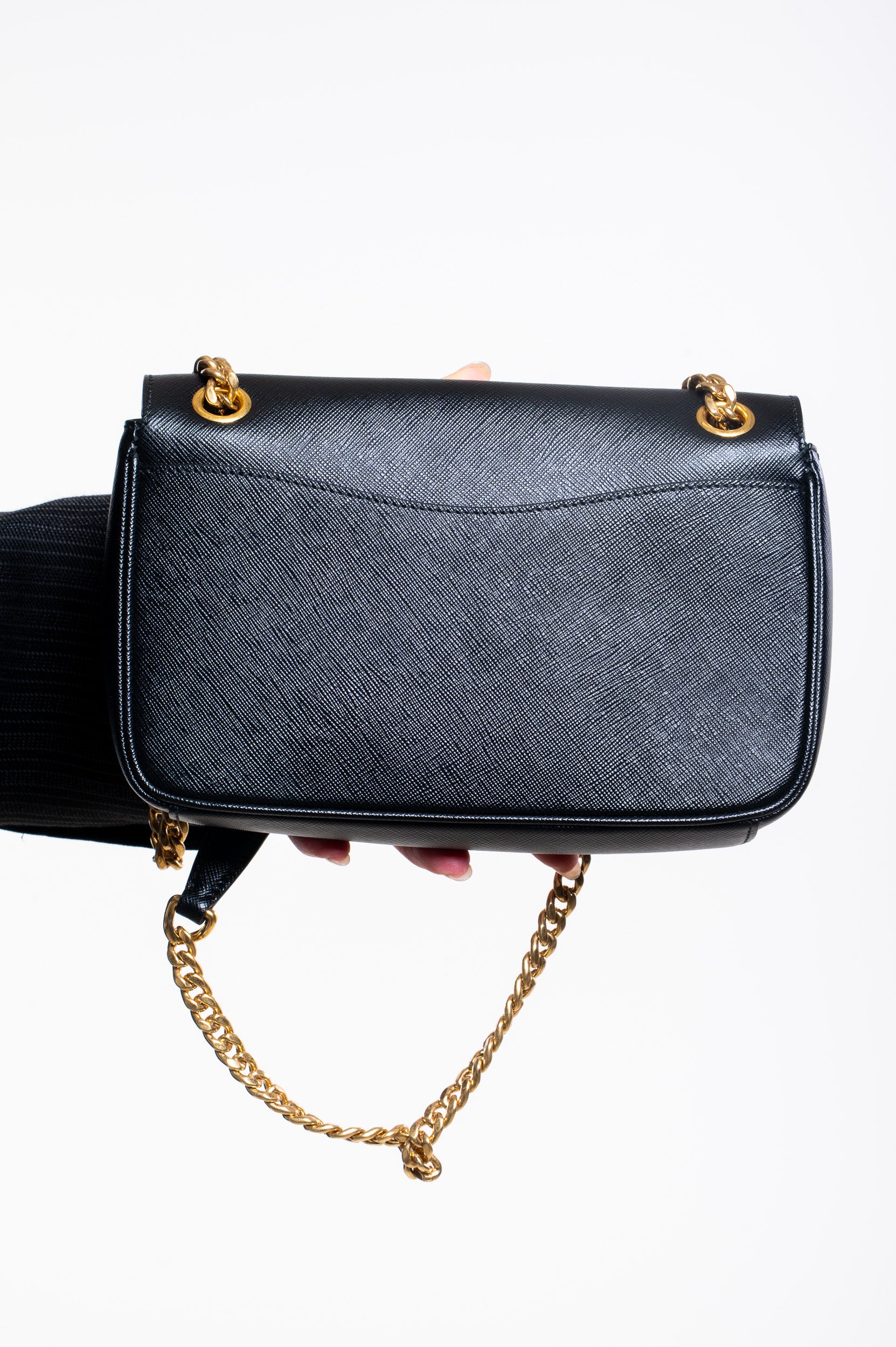Black Saffiano Leather Crossbody Bag