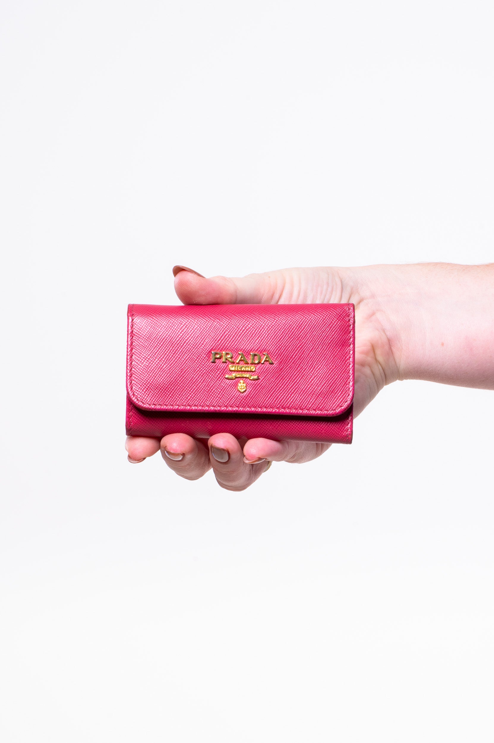 Pink Saffiano Leather Keyholder