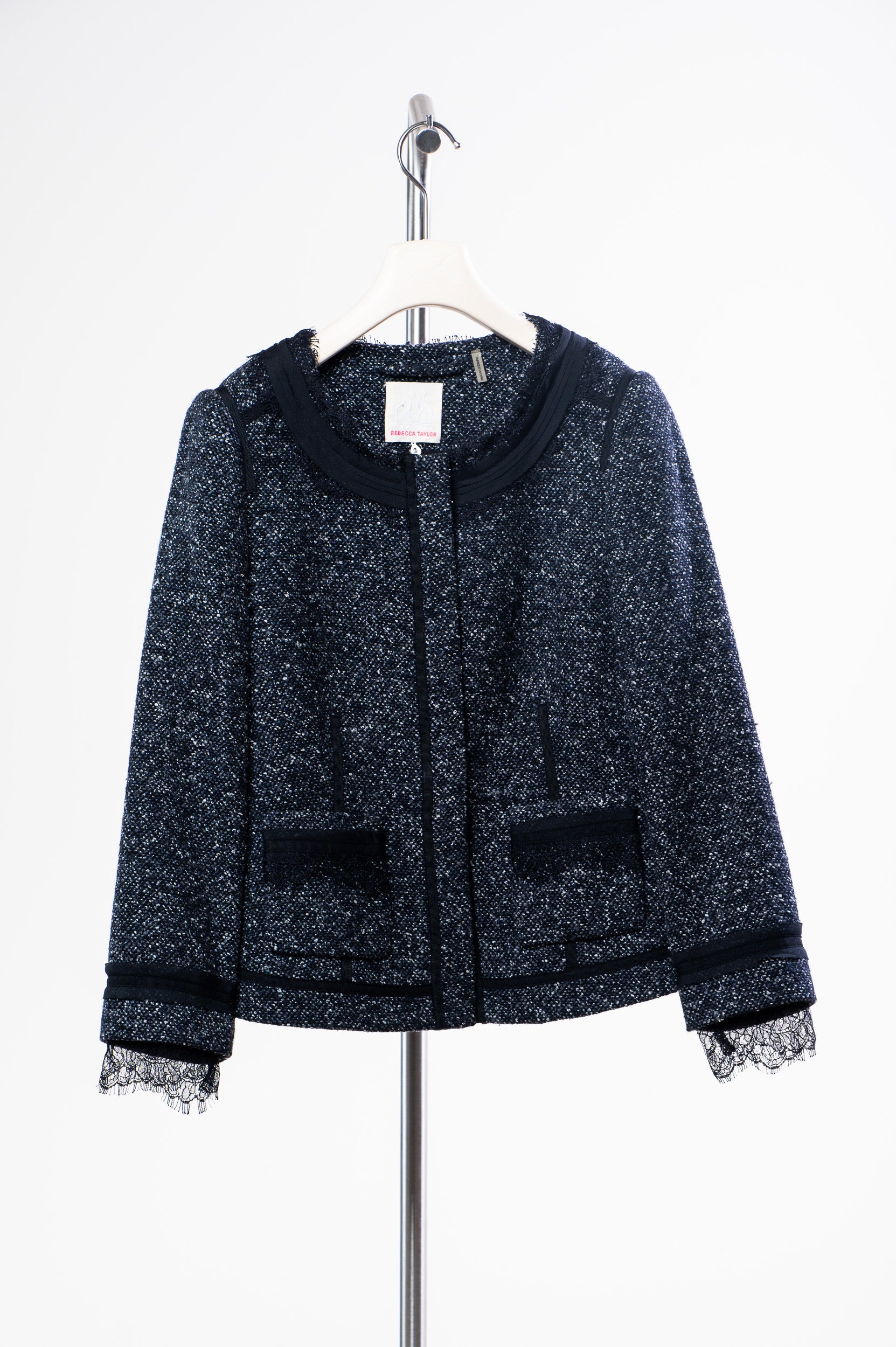Black and White Speckled Blazer and Skirt Set