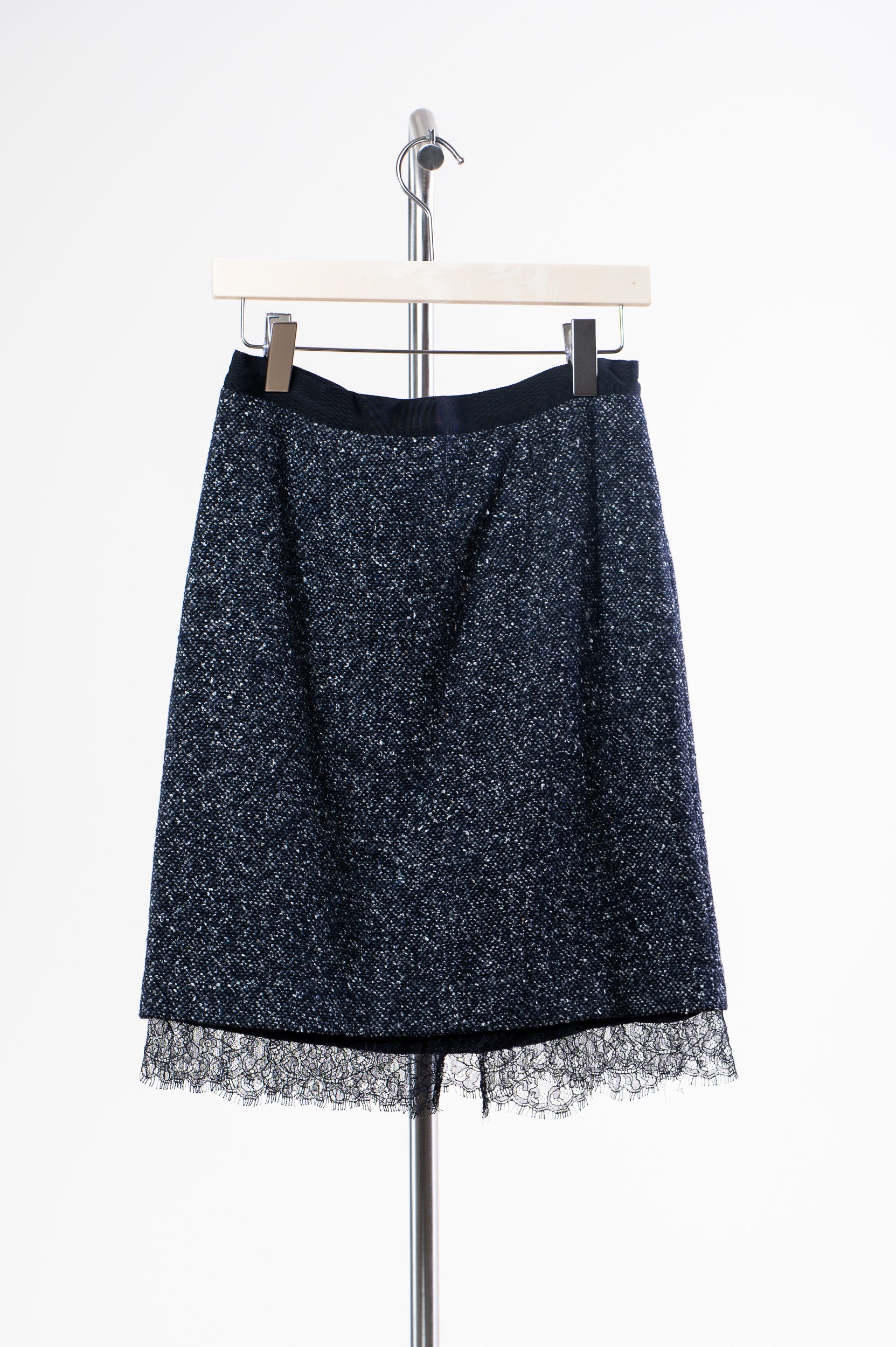 Black and White Speckled Blazer and Skirt Set