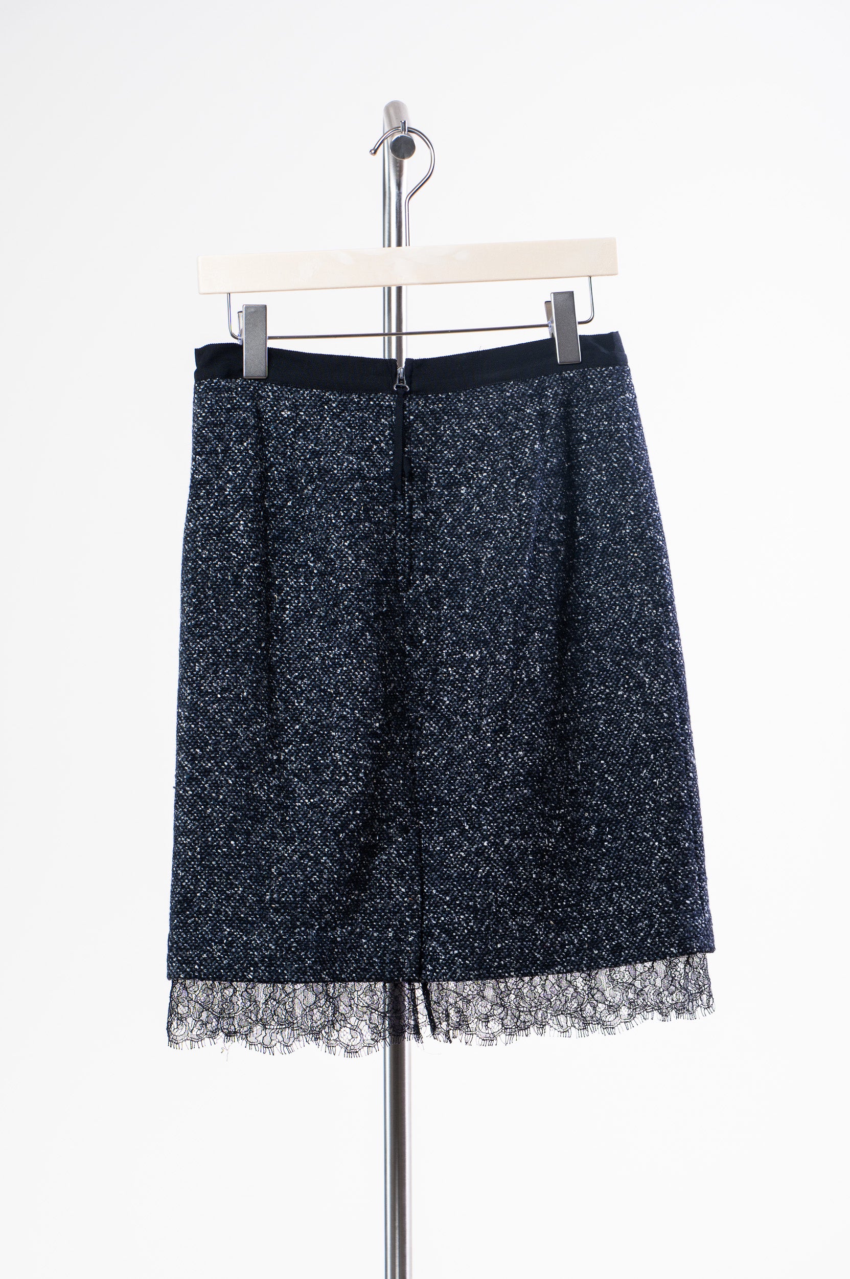 Black and White Speckled Blazer and Skirt Set