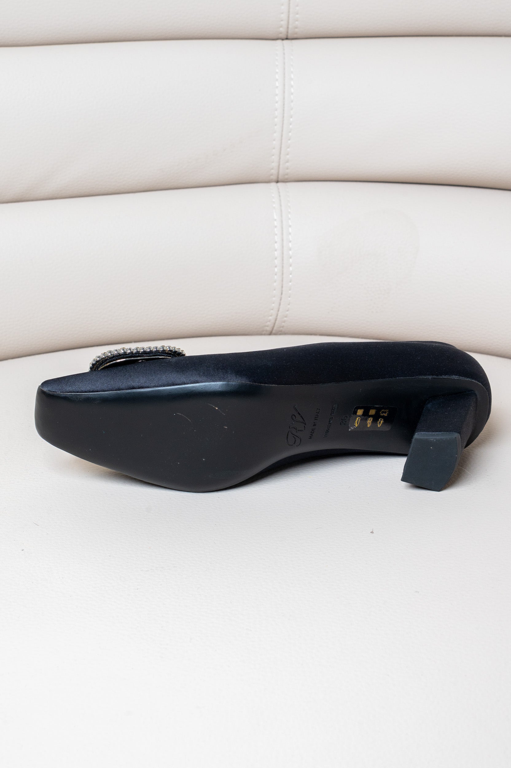 Black Satin Belle Vivier Pilgram Pump