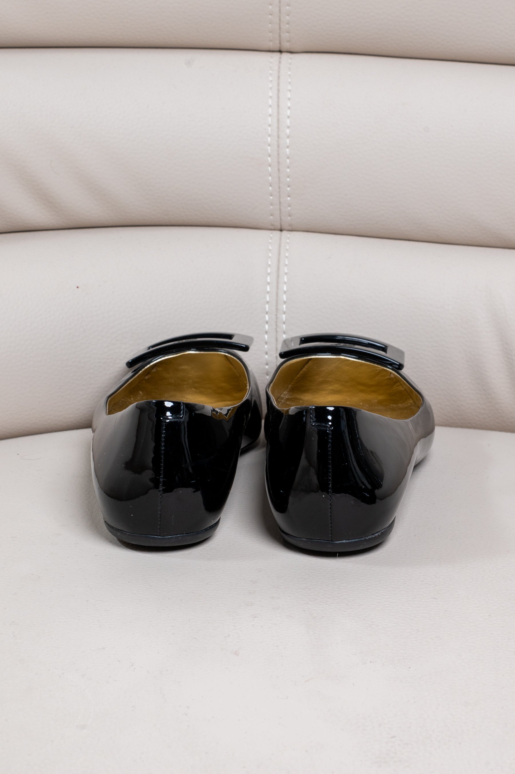 Black Patent Leather Trompette Ballet Flat