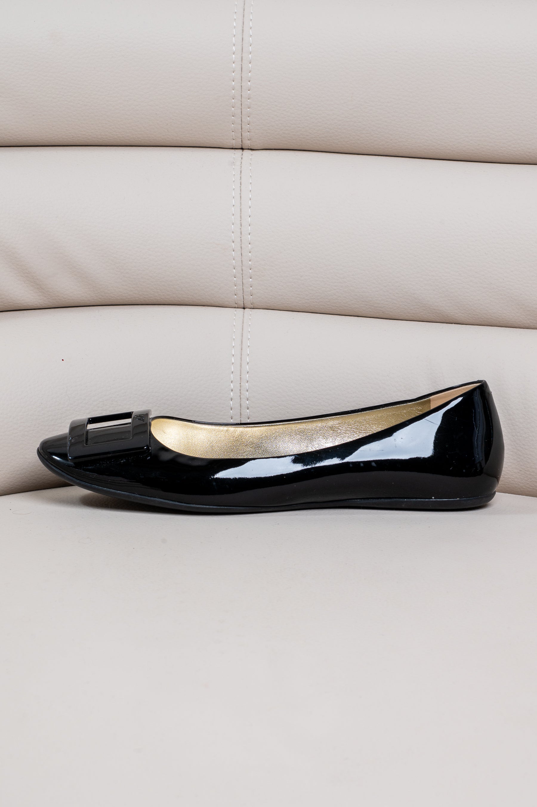 Black Patent Leather Trompette Ballet Flat
