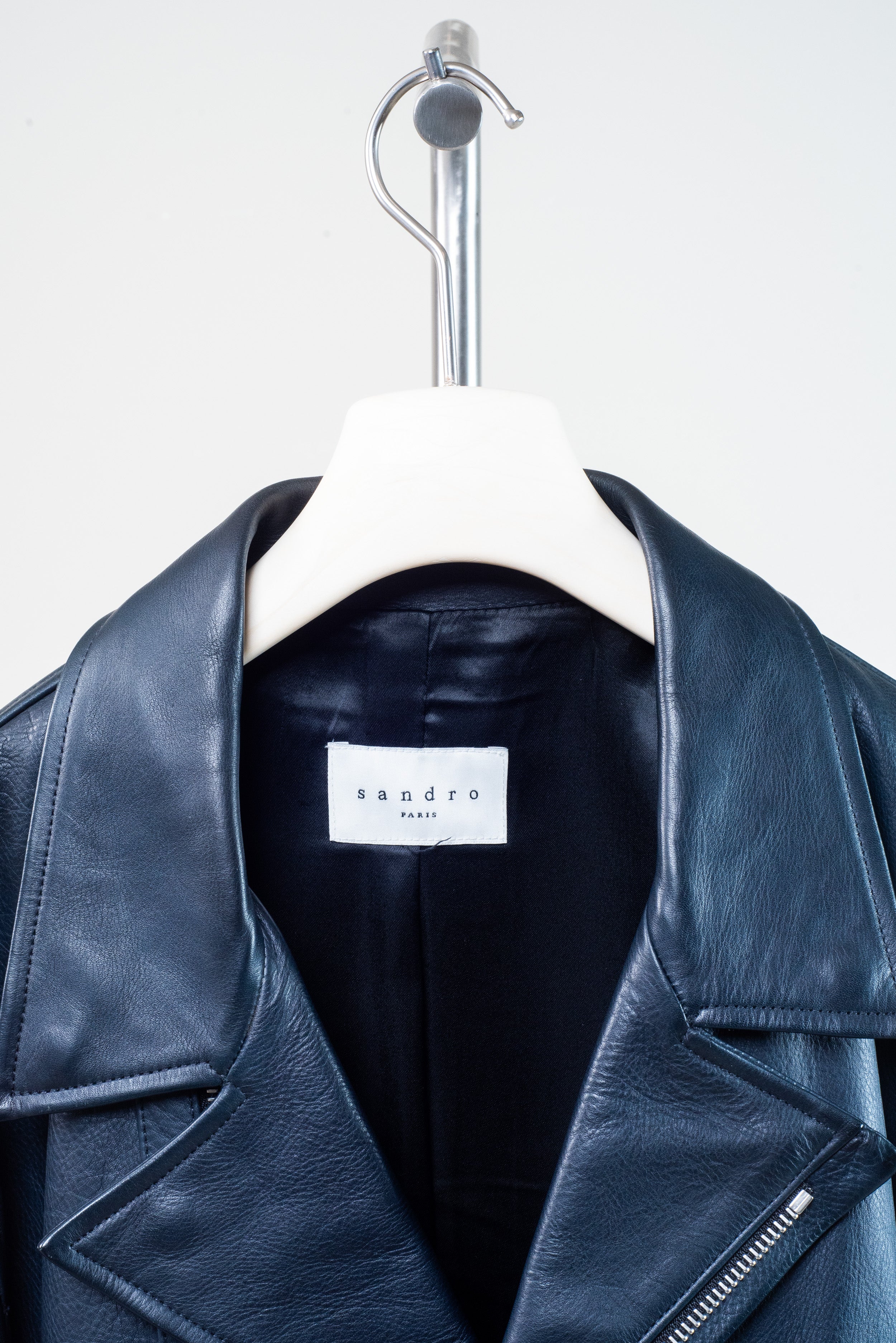 Navy Leather Moto Jacket