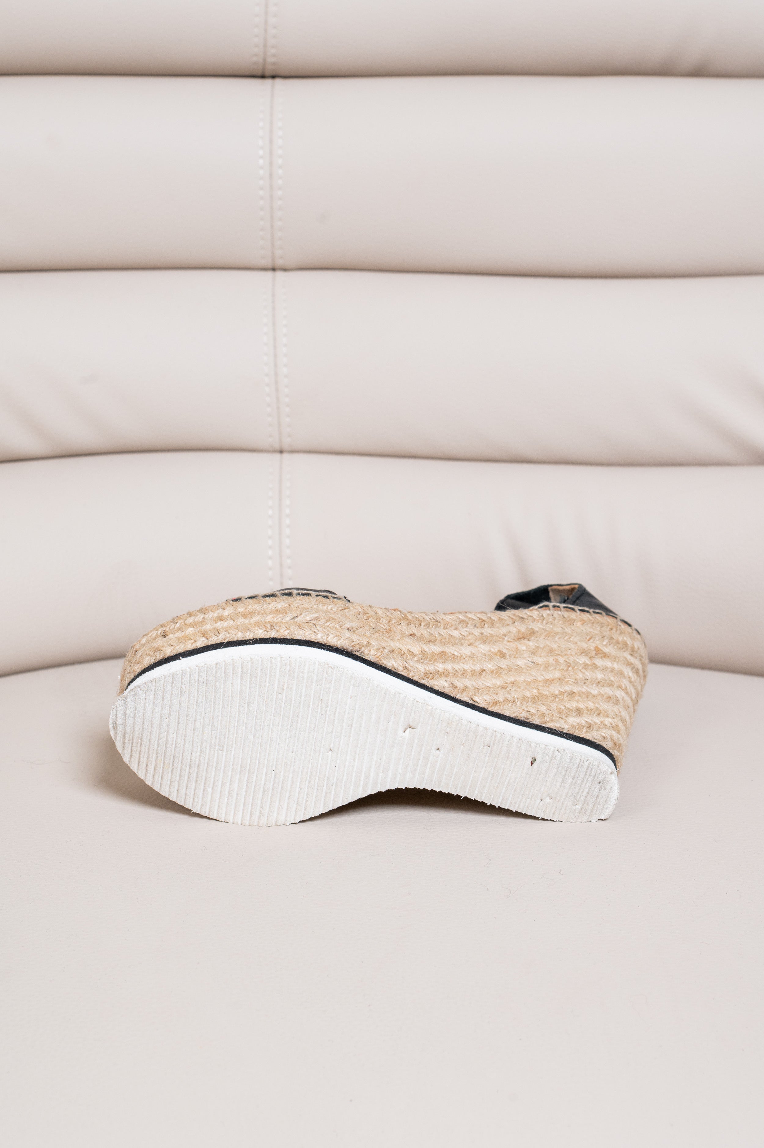 Black Glyn Leather Espadrille Wedge Sandal